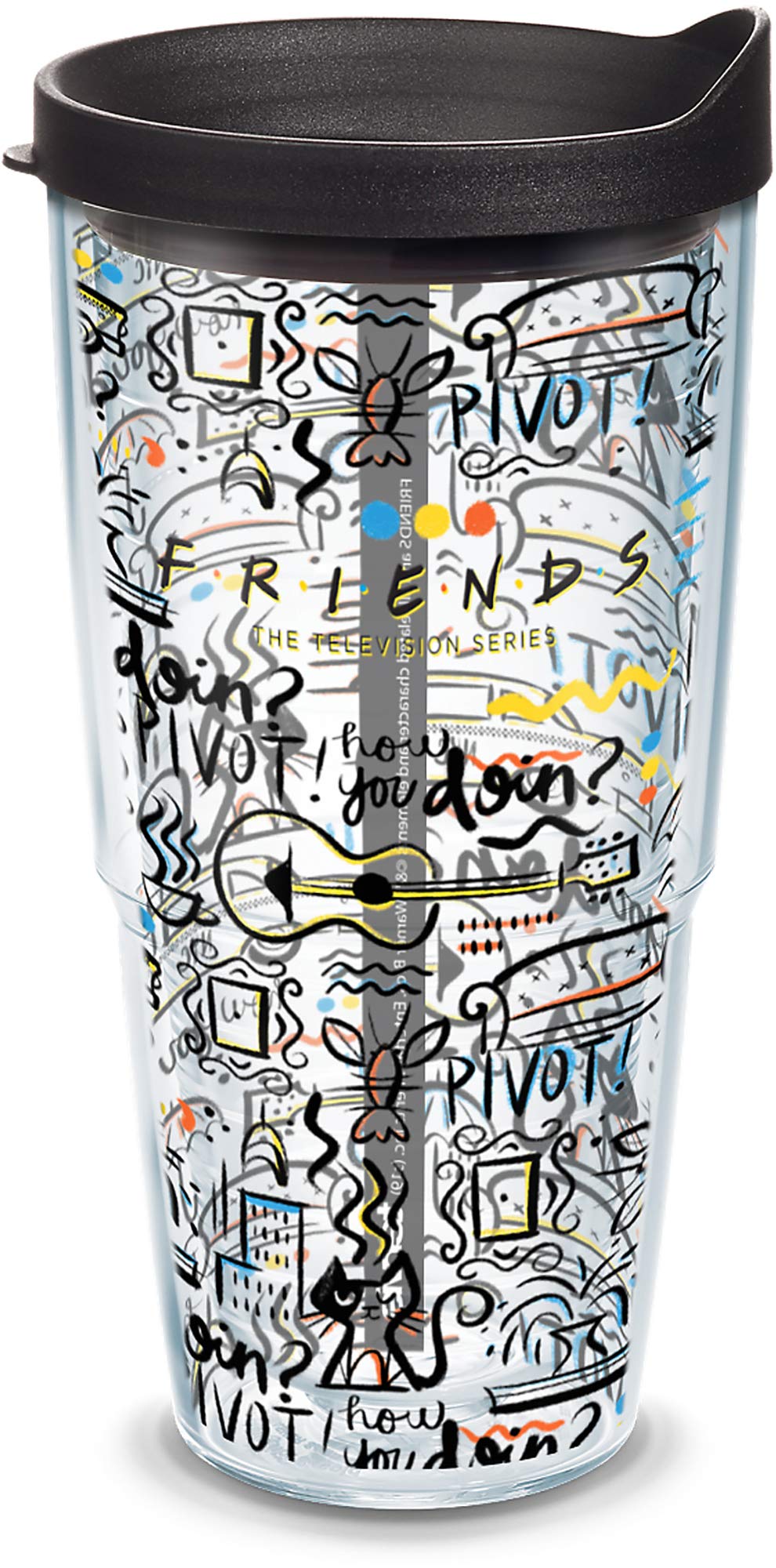 Tervis Friends Pattern Triple Walled Insulated Tumbler Travel Cup Keeps Drinks Cold & Hot, 20oz Legacy, Stainless Steel
