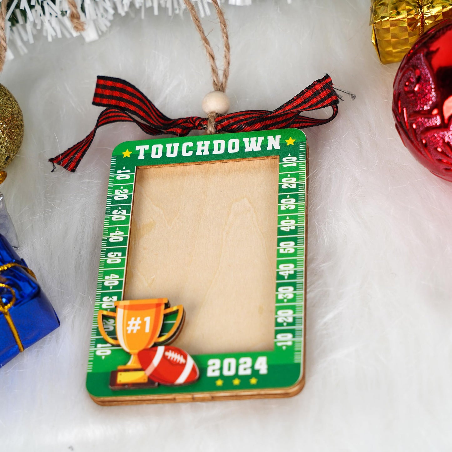 Hangwoous Baby's First Christmas Photo Frame Ornament 2025 | Wooden portrait frame keepsake, first Christmas photo gift for baby BST202