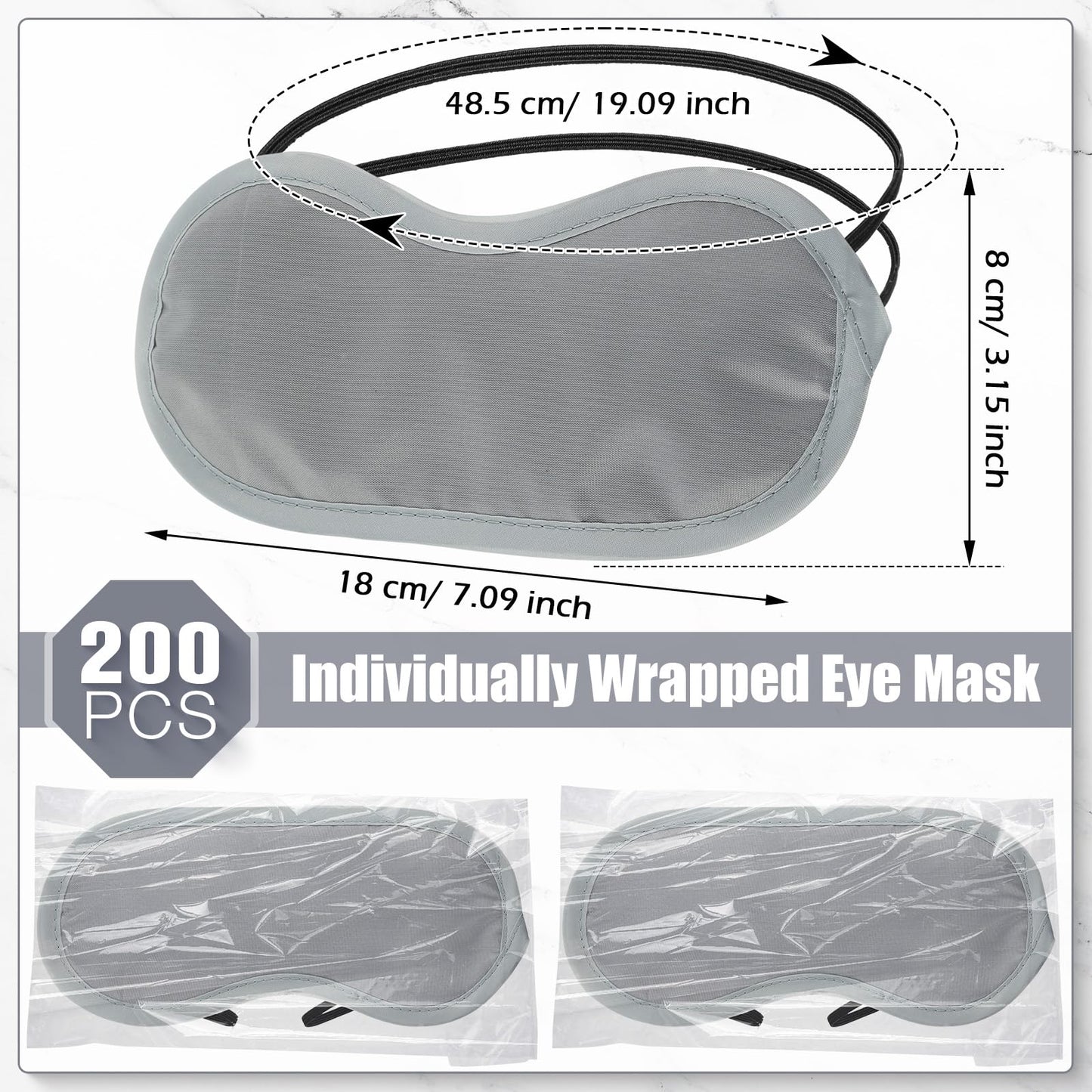 Tarpop 200 Pcs Eye Mask Sleeping Blindfold Eye Cover with Adjustable Strap for Games Party Team Building Travel Individually Wrapped Sleep Mask for Women Men (Blue)