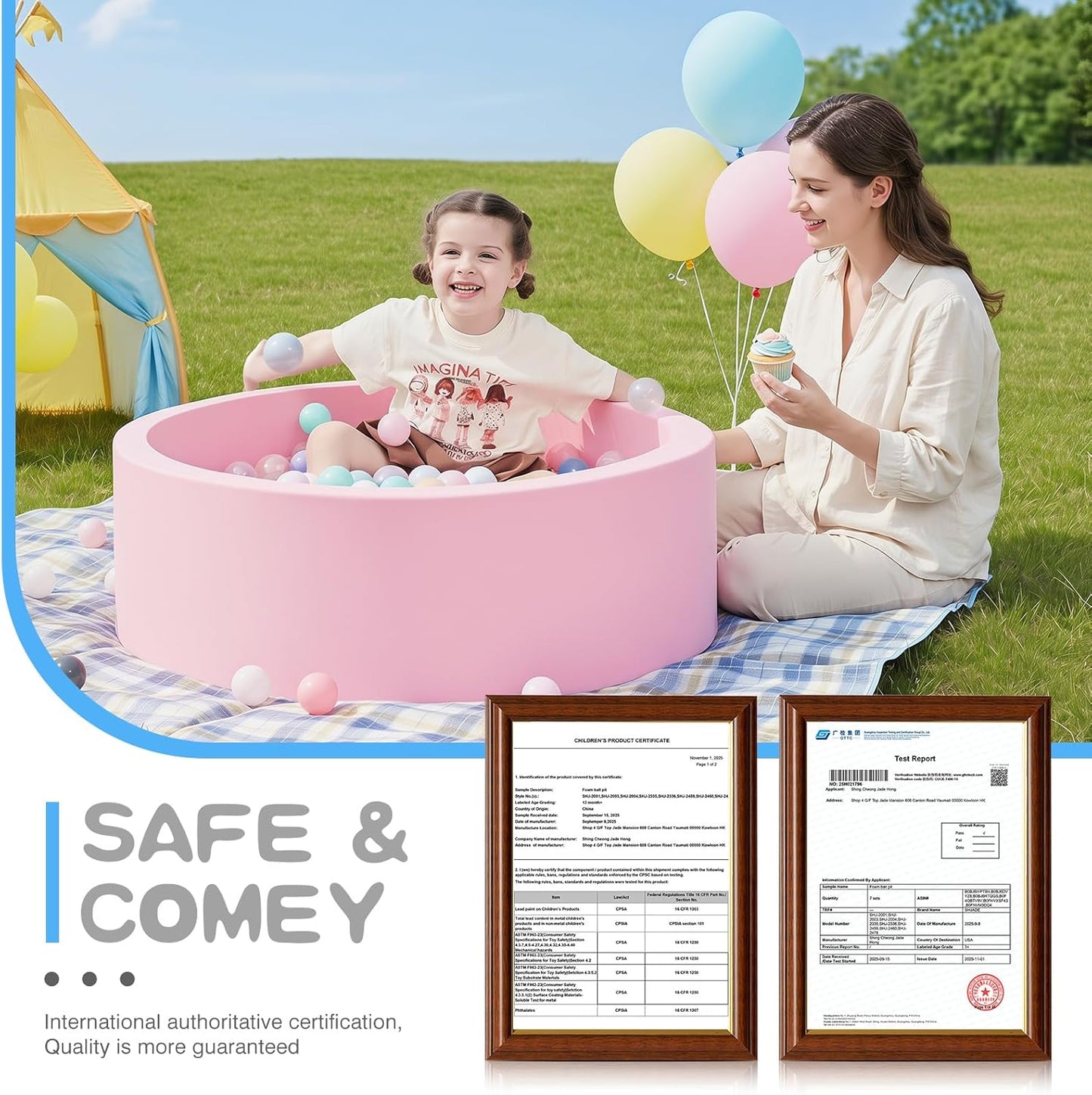 SHJADE Foam Ball Pit, 35.4"x 11.8" Ball Pits for Toddlers-Pink | Soft Memory Sponge Round Playpen Ball Pool for Kids, Ideal Gift for Babies, Indoor and Outdoor Game, Balls not Included DD1210