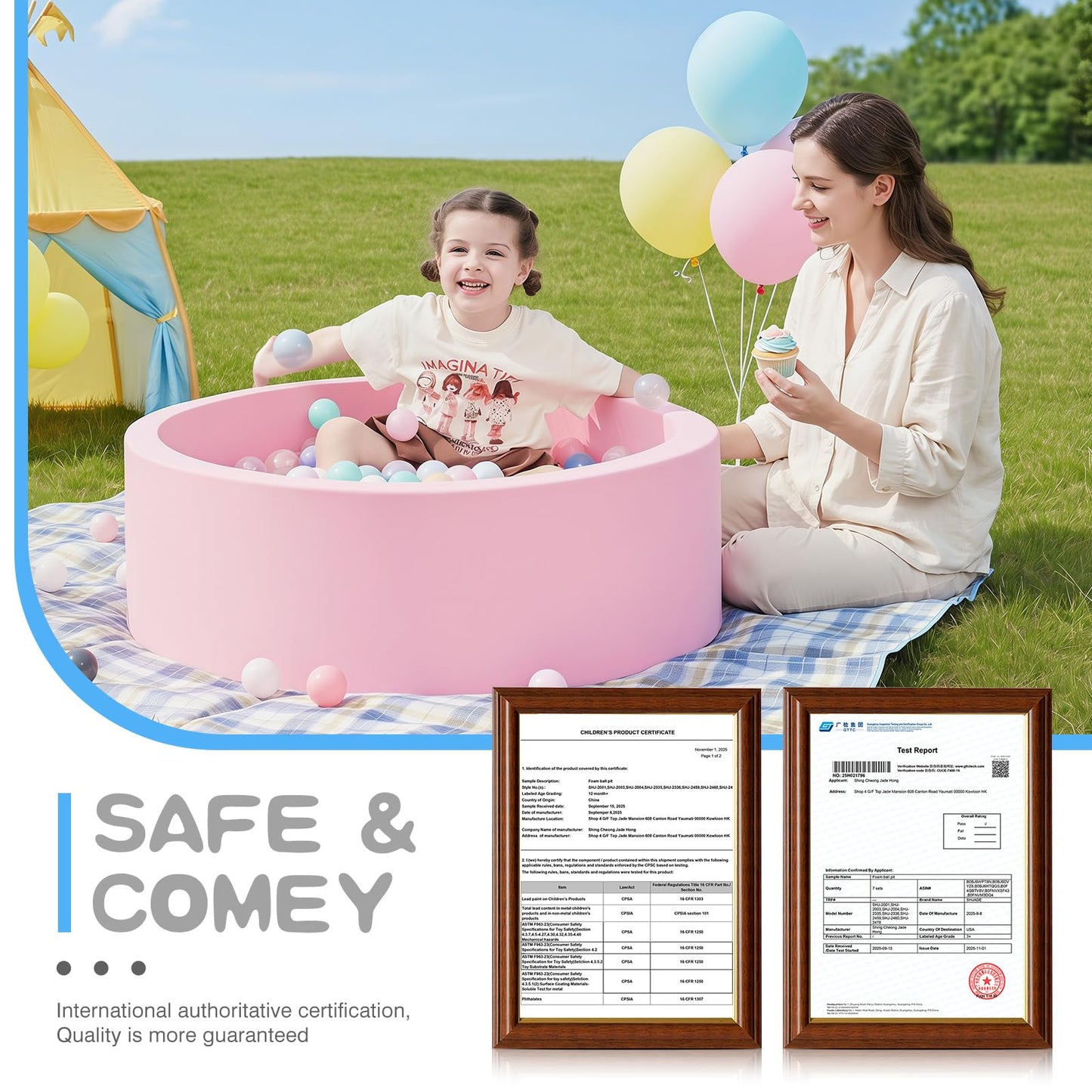 SHJADE Foam Ball Pit, 35.4"x 11.8" Ball Pits for Toddlers-Pink | Soft Memory Sponge Round Playpen Ball Pool for Kids, Ideal Gift for Babies, Indoor and Outdoor Game, Balls not Included DD1210