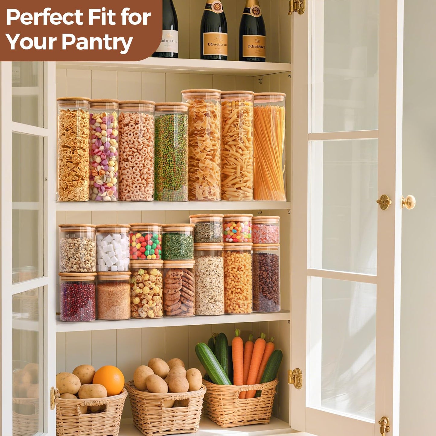 ComSaf Glass Storage Containers With Lids 0.5 Qt, 6 Pack Small Glass Jars | Small Glass Containers, Spice Jar 15oz, Candy, Family Snack Storage, Coffee Bar Organization, Size For Subpackage, BPA Free BST220