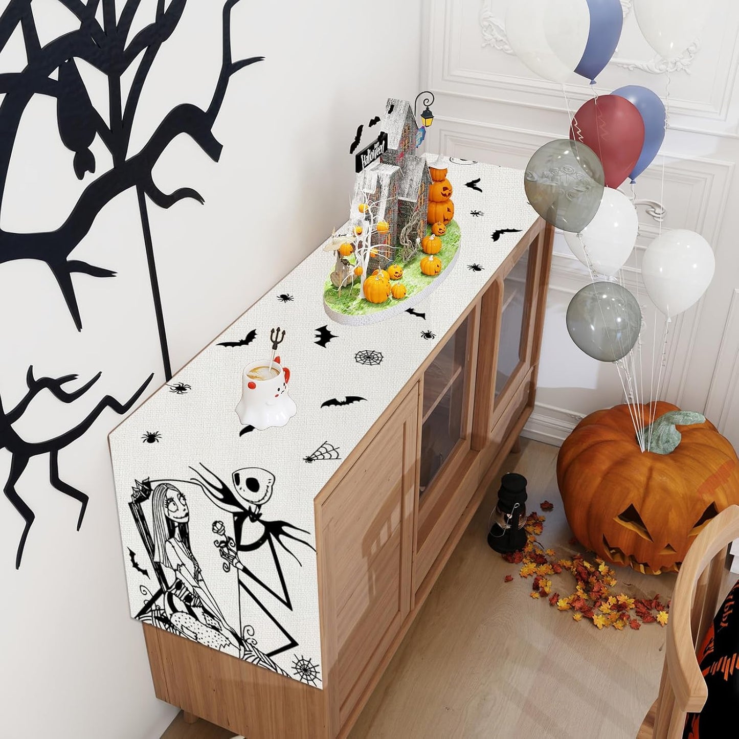 Halloween Table Runner, Halloween Home Kitchen Dining Room Table Decor, Christmas Xmas Winter Holiday Decorations and Supplies for Home 13x72 Inch BST220
