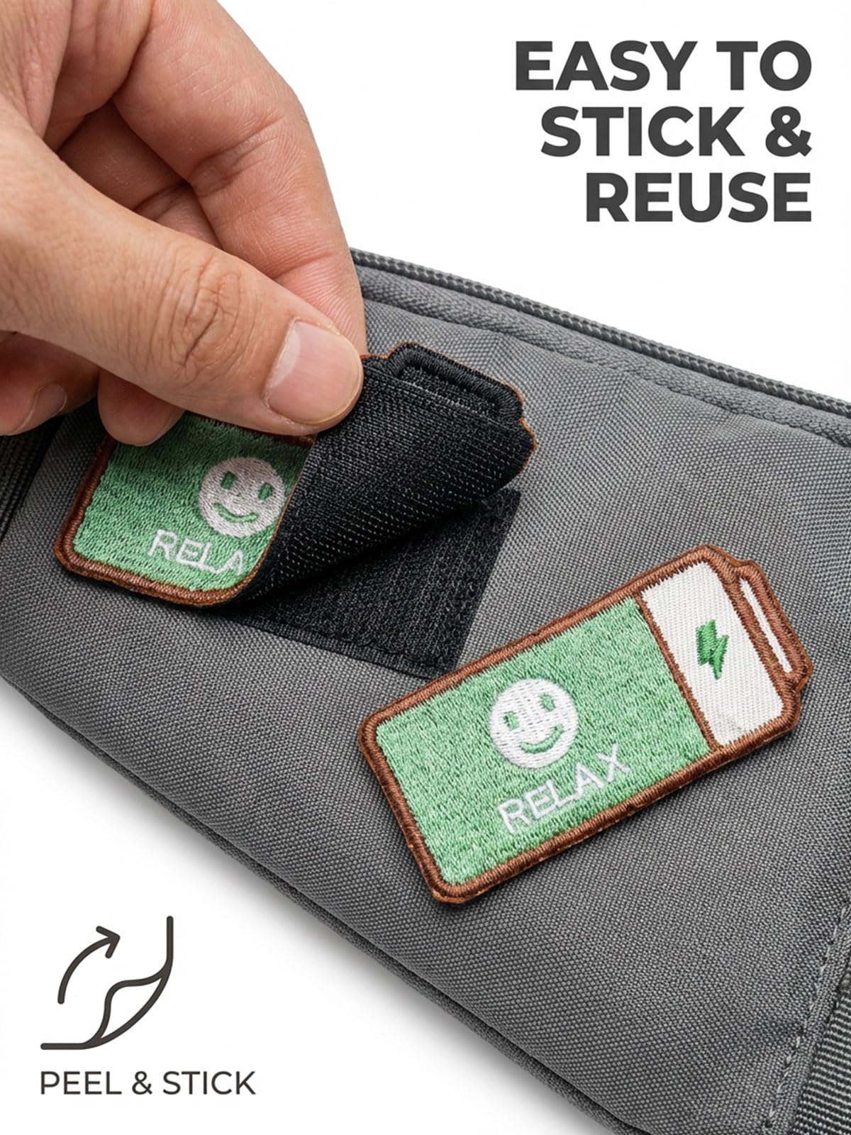 Emotion Battery Sew-on Patch Set, Embroidery Mood Patches for Jackets, Backpacks, Caps & DIY Crafts, Tactical Gear & Workwear Decor, Funny Gift for Friends & Family (5) BST202