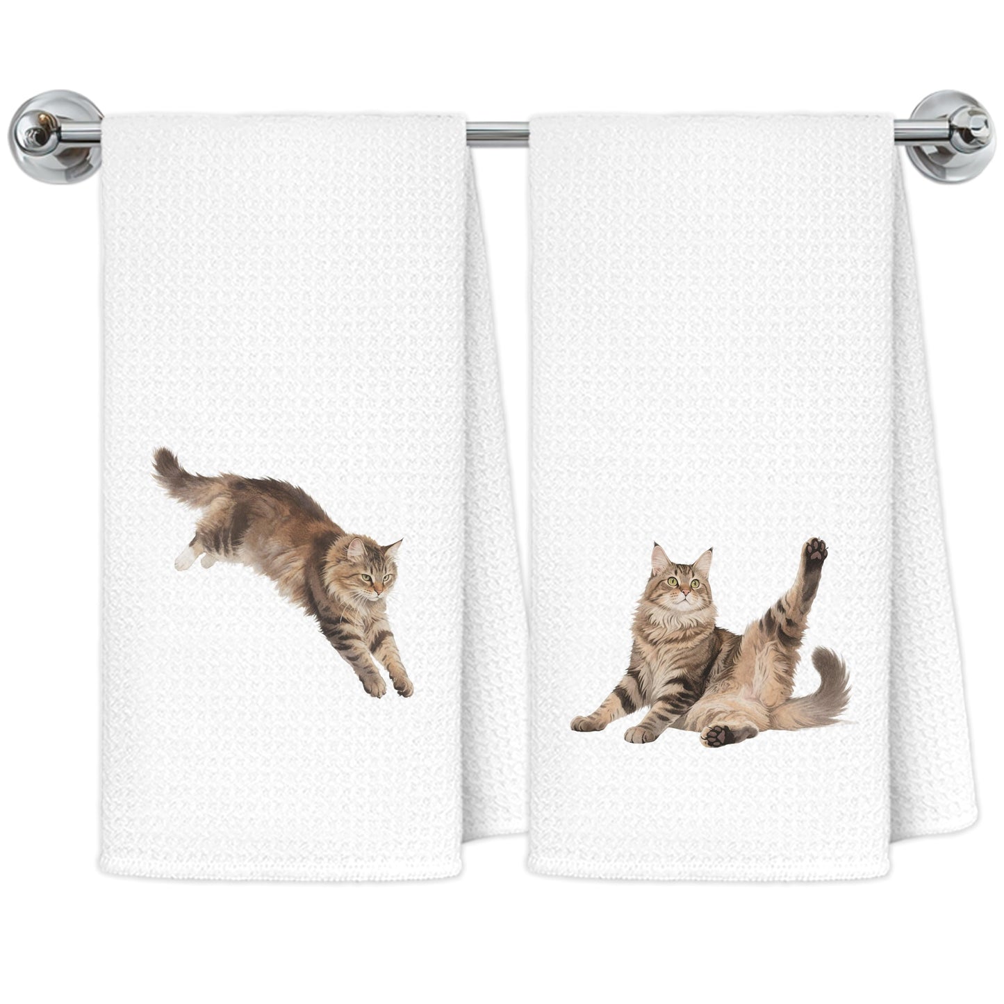 Blue and White Chinoiserie Orange Cat Bathroom Hand Towels, Orange Cat Gifts, Funny Oriental Kitty Decorative Hand Towels Bathroom Restroom Washroom Yoga Spa Zen Decor, 16x24 Inch BST326L