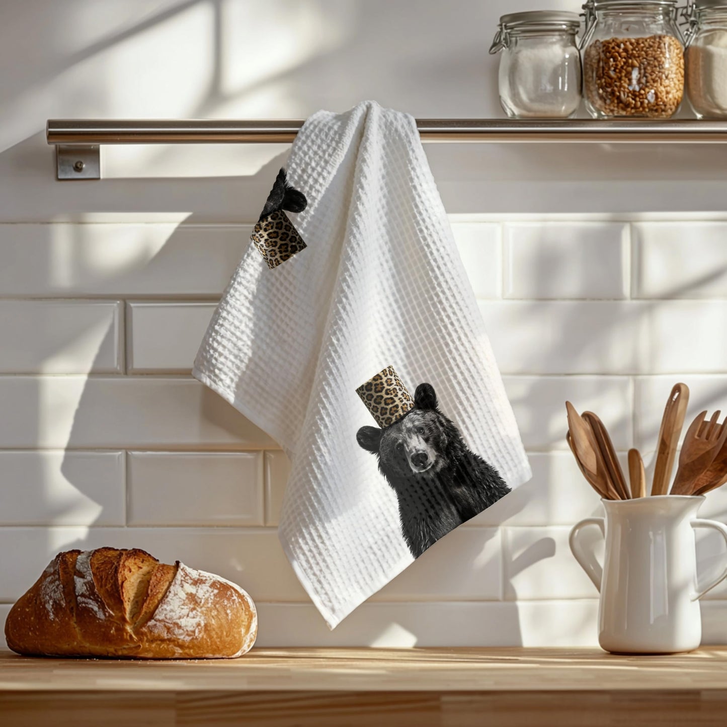 Funny Bear Bathroom Hand Towels Set of 2, Hello Sweet Bear Bathroom Decor, Funny Wild Animal Hand Towels for Washroom Restroom Decor, 16x24 Inch BST326L
