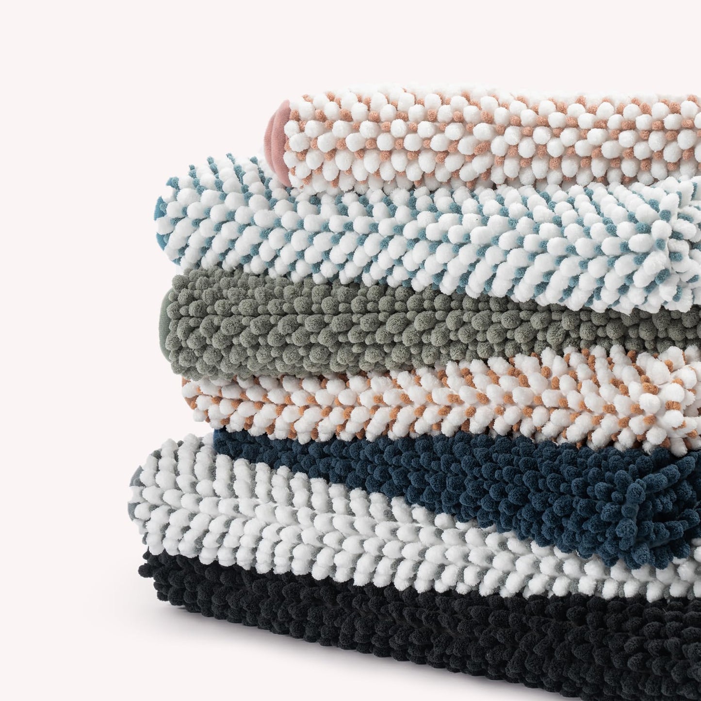 FRESHMINT Chenille Bathroom Rugs Sets 2 Piece 17"x24"+20"x32", Non-Slip Bath Mats, Absorbent Bath Rug, Washable Set of 2 Shower Floor Mat, Gray BST220