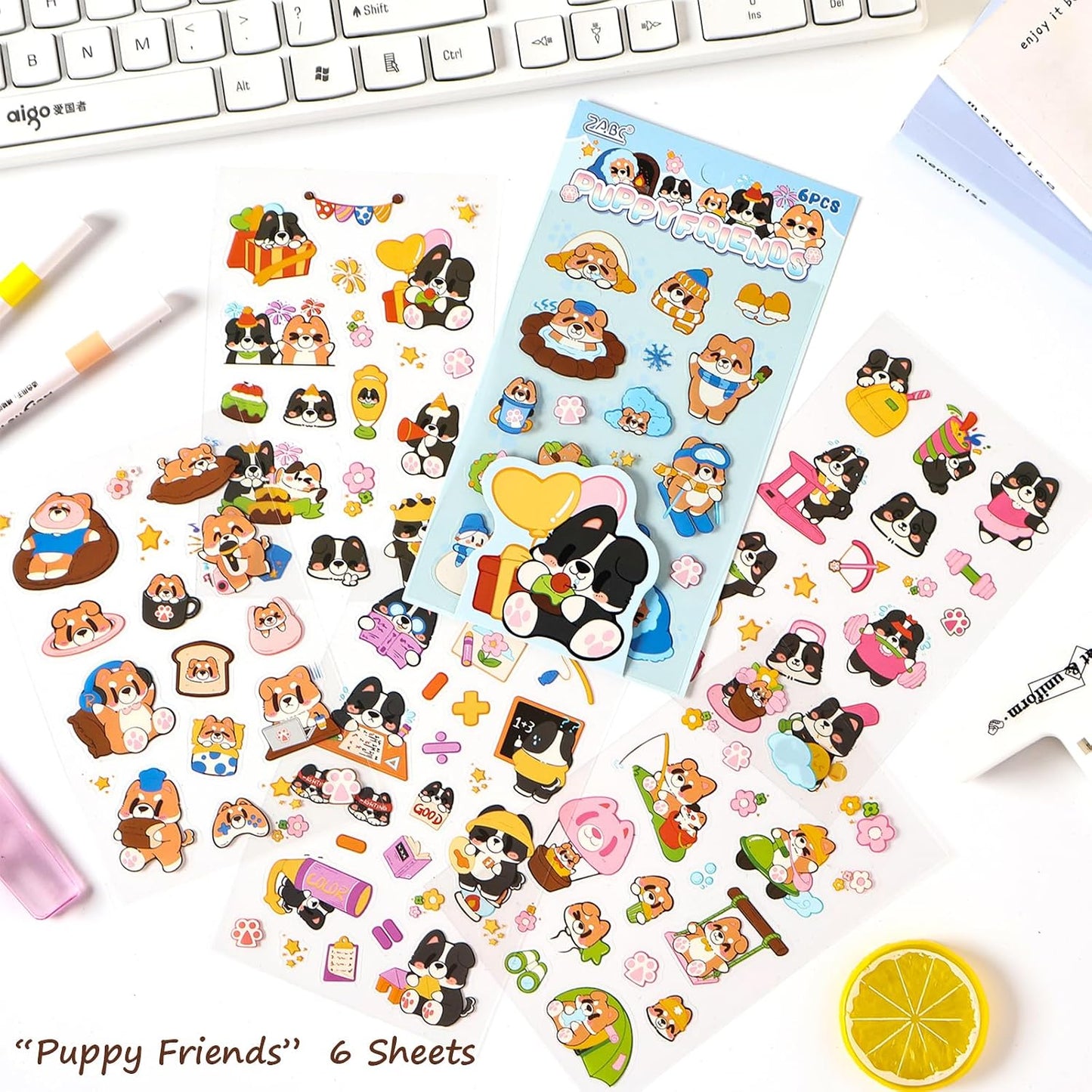Deco Stickers Pack of 24 Sheets Korean Style Photocard Animal Rabbit Beer Confetti Polco Decorative Stickers for Scrapbooking (Cream) WN420