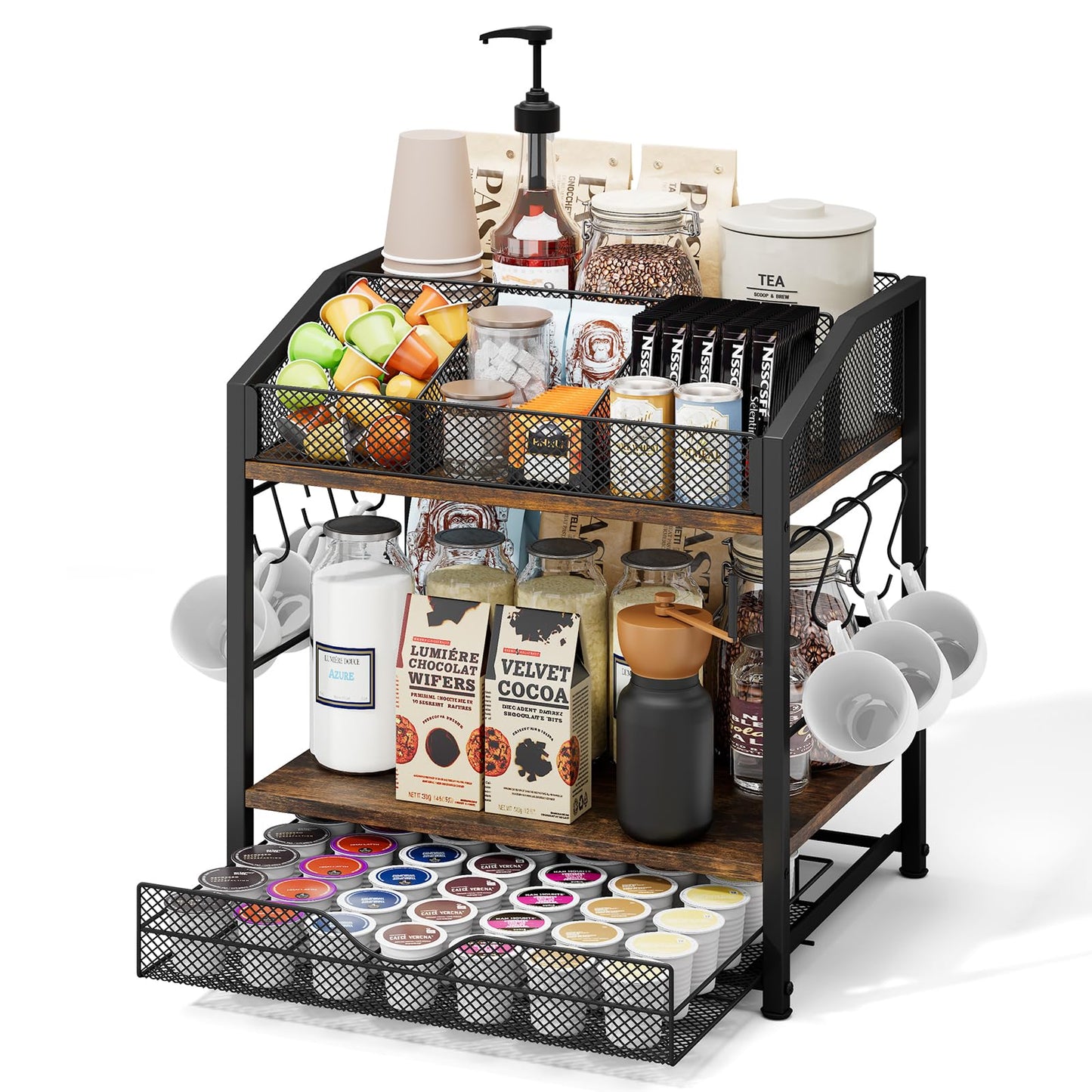 Homsorout Coffee Bar Organizer - Countertop Coffee Station N28