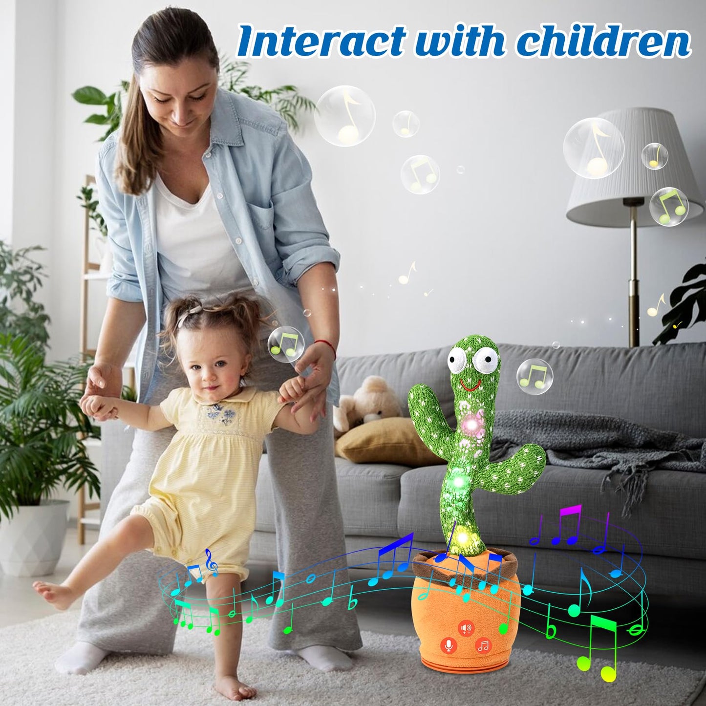 Rechargeable Baby Toys 3-6 6-12 12-18 Months Dancing Talking Cactus N26