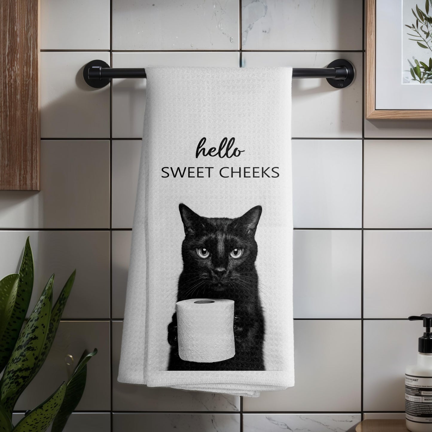 Funny Bear Bathroom Hand Towels Set of 2, Hello Sweet Bear Bathroom Decor, Funny Wild Animal Hand Towels for Washroom Restroom Decor, 16x24 Inch BST326L