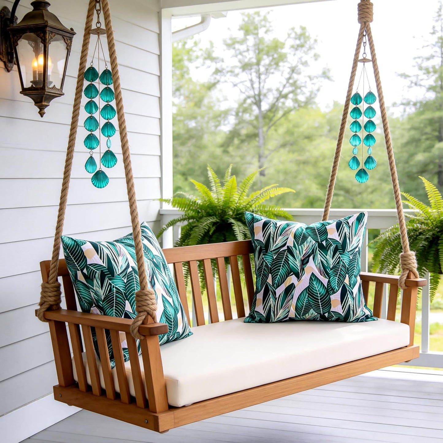 Outdoor Waterproof Pillow Covers Summer Decorative Throw Pillow Covers Tropical Leaf Couch Covers 20x20 Set of 2 Square Outdoor Floral Cushion Cases for Patio Furniture Garden Tent Balcony Bench BST220