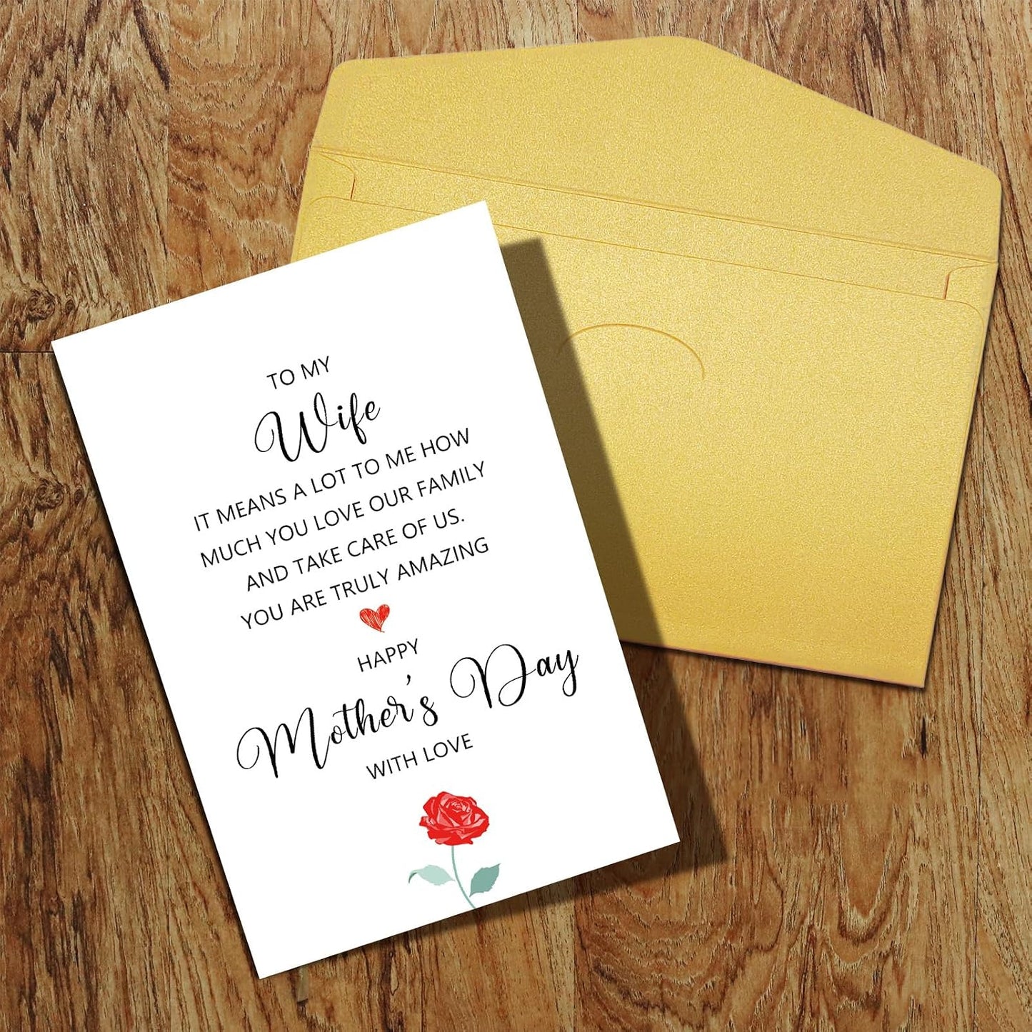 Qiliji Mother's Day Card for Wife, Wife Mothers Day Card from Husband, Happy Mother's Day Card to My Amazing Wife, It Means A Lot To Me How Much You Love Our Family And Take Care Of Us WN420