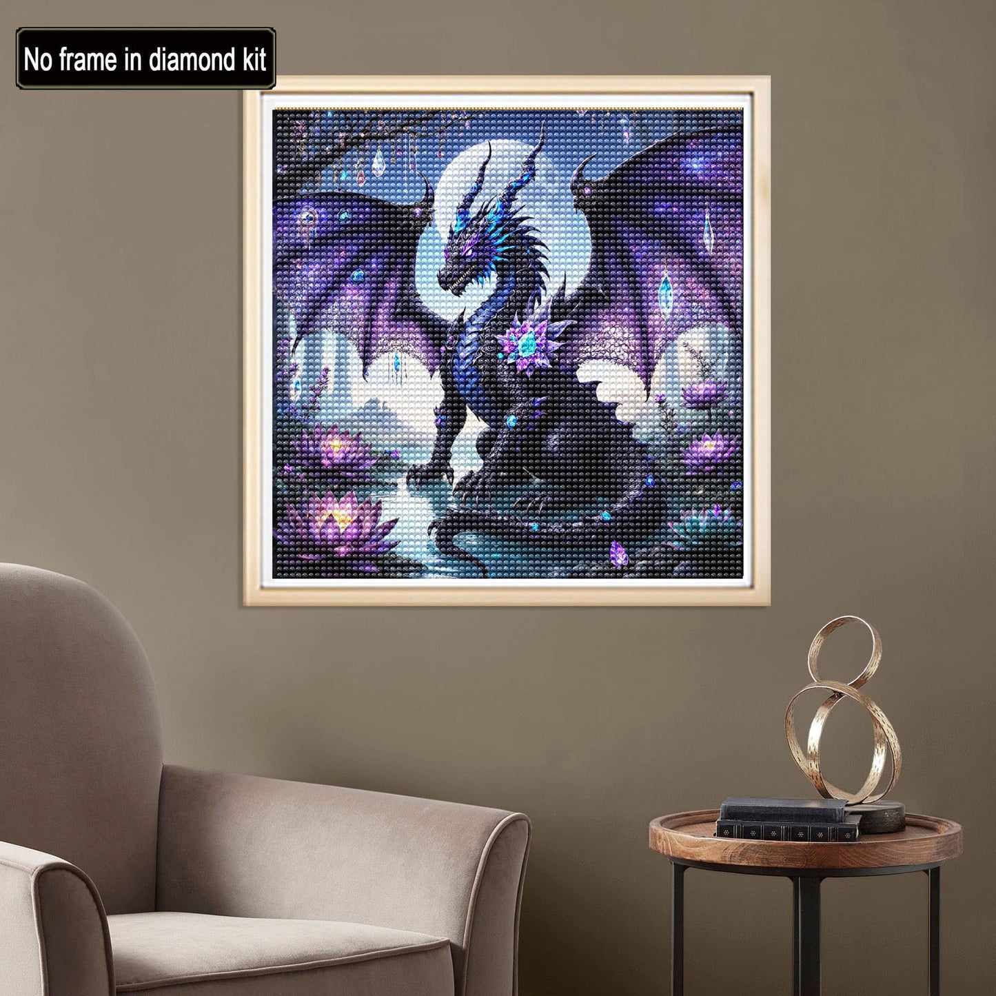 Diymood DIY 5D Diamond Art Painting Dragon Kits for Adults, Paint with Diamond Art Animal Full Drill Round Canvas Embroidery Mosaic Beginner Home Wall Decor Gift 12x12 inch C20 BST220
