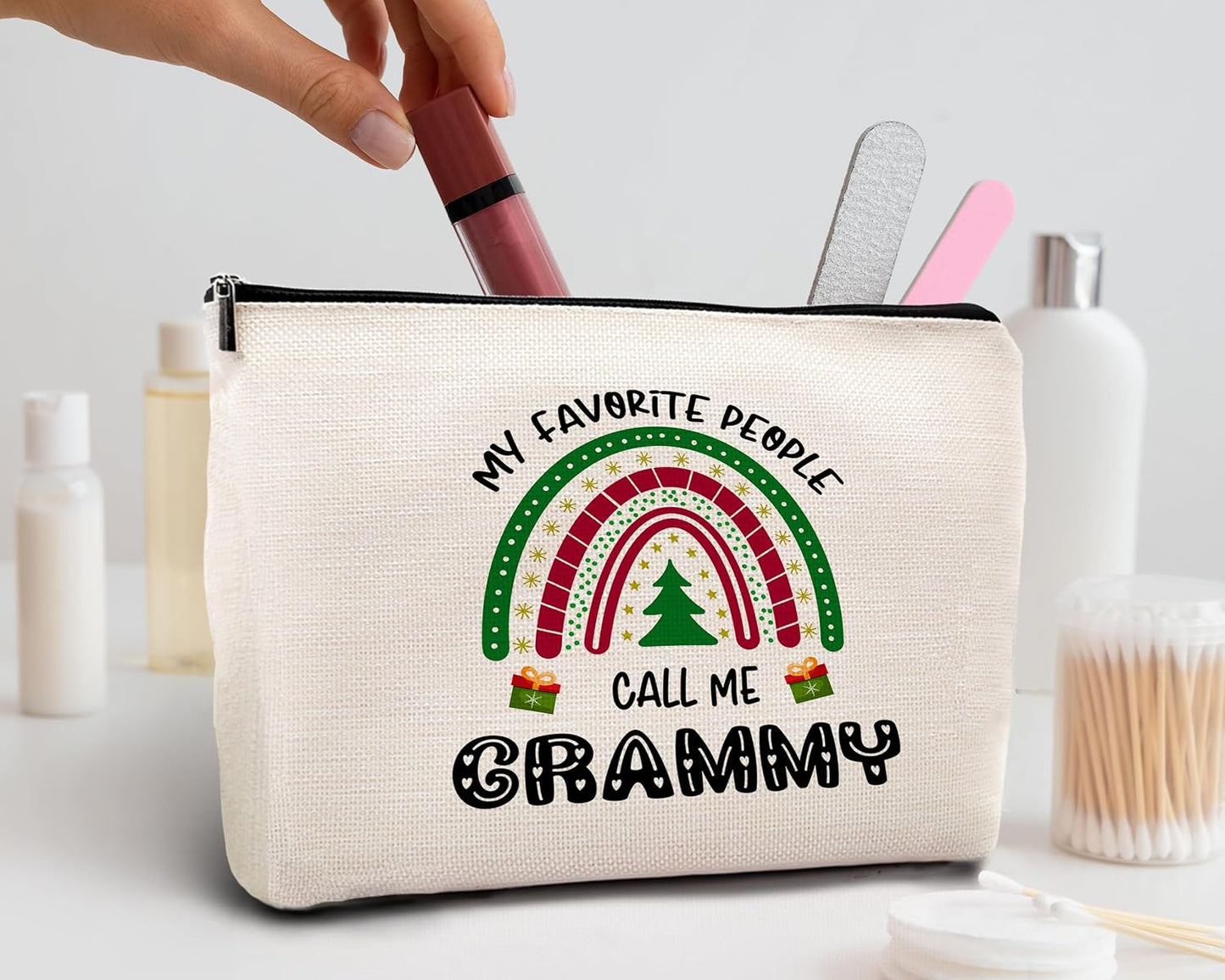 kdqua Grammy Gifts Makeup Bag, Best Grandma Gifts from Granddaughters Grandsons, Grammy Gift for Christmas Birthday from Grandkids Cosmetic Bags Zipper Pouch Travel Organizer Toiletry Bag BST326L