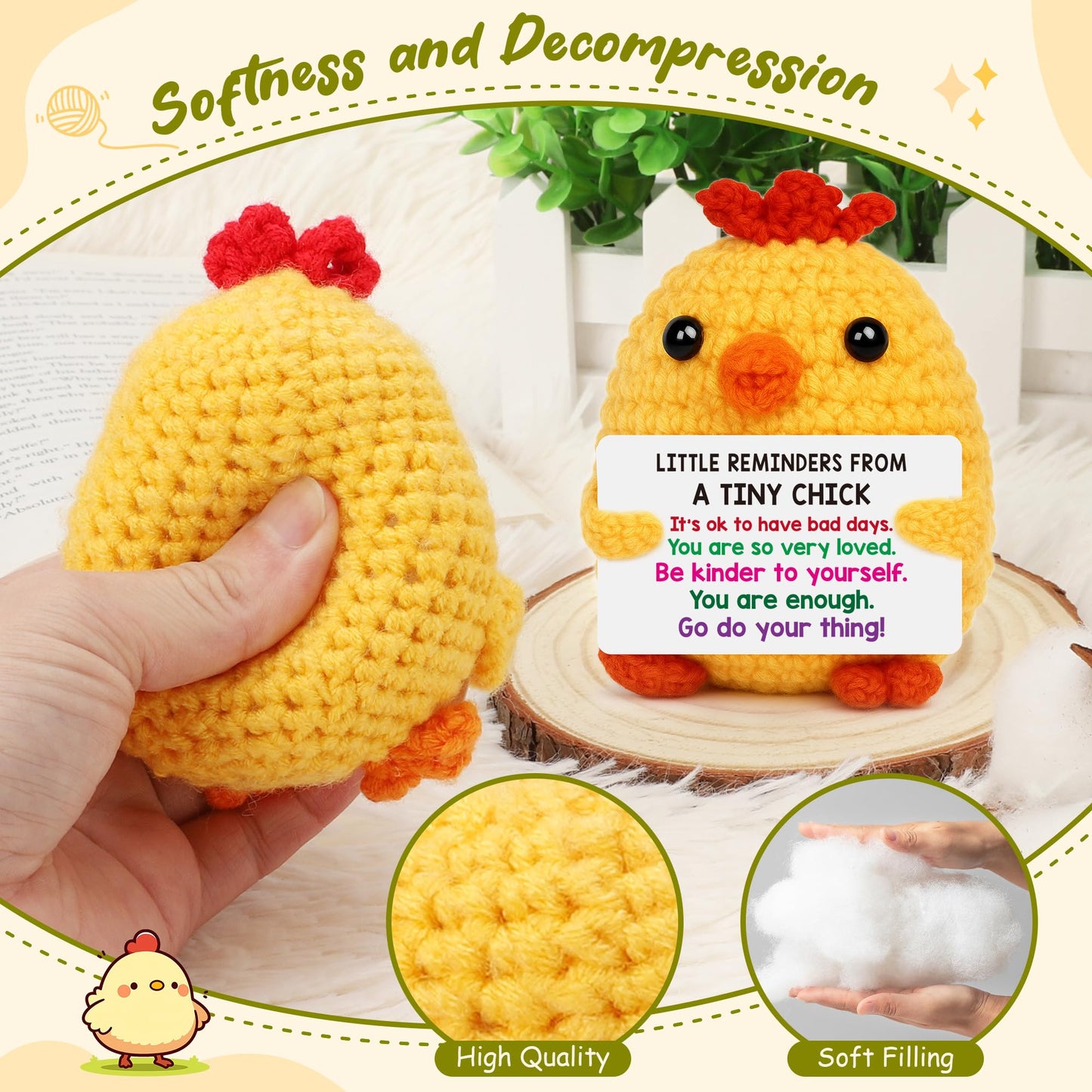Grandma Birthday Gifts from Grandkids, New Grandma Grandmother I Love You Gift, Grandparents Day Gifts for Grandmas Grandmother Nana Gigi, Christmas Stocking Stuffers Funny Handmade Crochet Chicken BST220