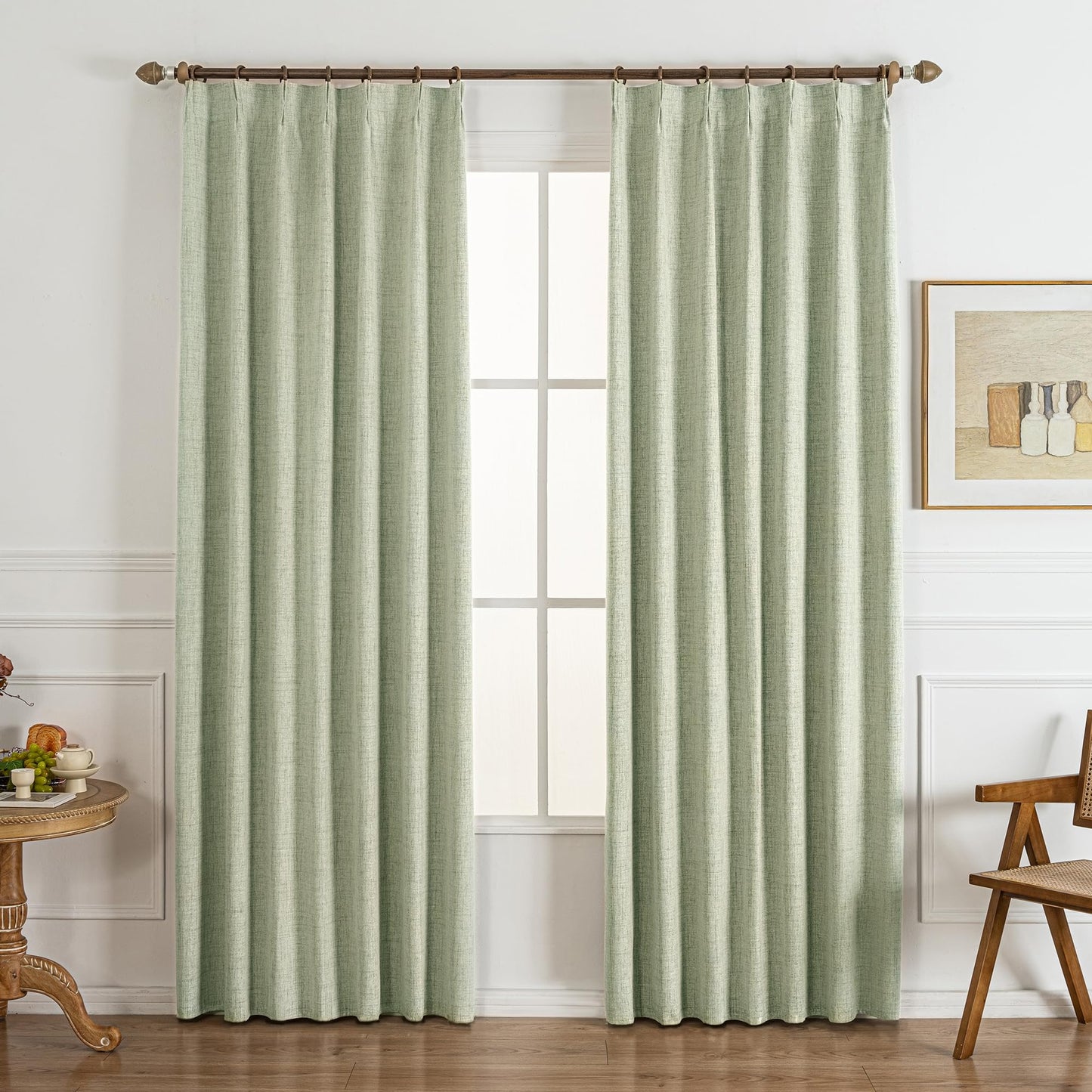 Gray Blackout Chenille Pinch Pleated Curtains 40x96in- Ultra Soft Wrinkle Resistant Thermal Insulated Room Darkening Drapes,Noise Reducing with Roman Clips,2 Panels Set for Bedroom/Living Room/Office BST202
