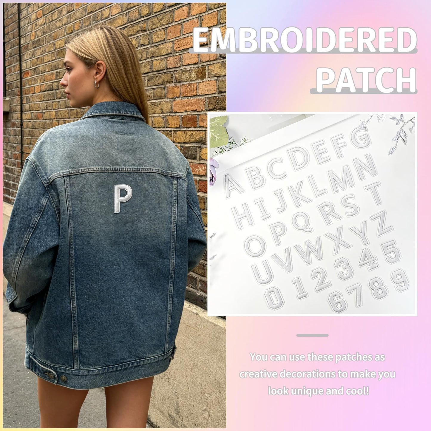 72Pcs Iron on Number and Letter Patches, Numbers 0-9, Letters A-Z Embroidered Applique Patches for Clothes, Skirts, Hats, Socks - Black BST220