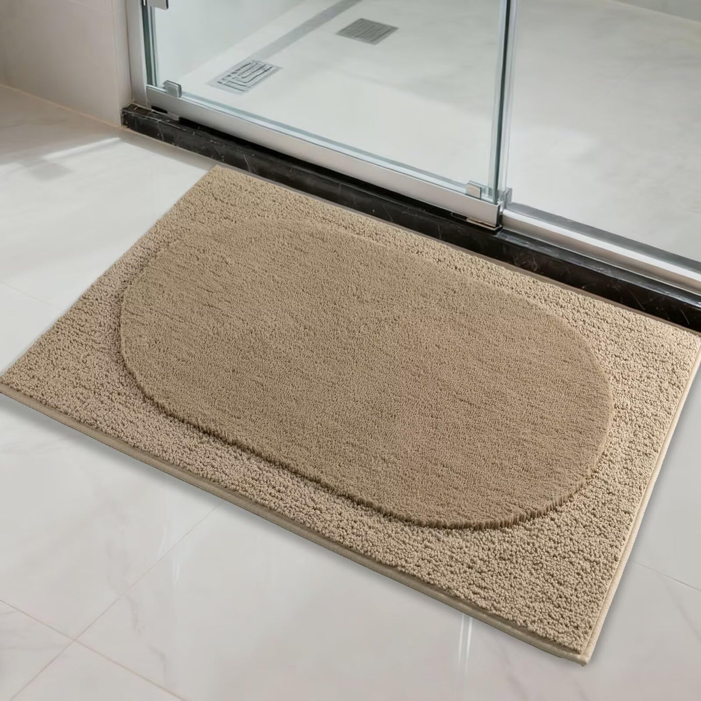 DEXDE Bathroom Rugs Non-Slip Mat for Bathroom Floor Shower,24x16 Beige | Thick Soft Absorbent Bath Mat, Quick Dry Microfiber Rug, Machine Washable Shower Floor Bathroom Mat Home Decor Accessories BST220