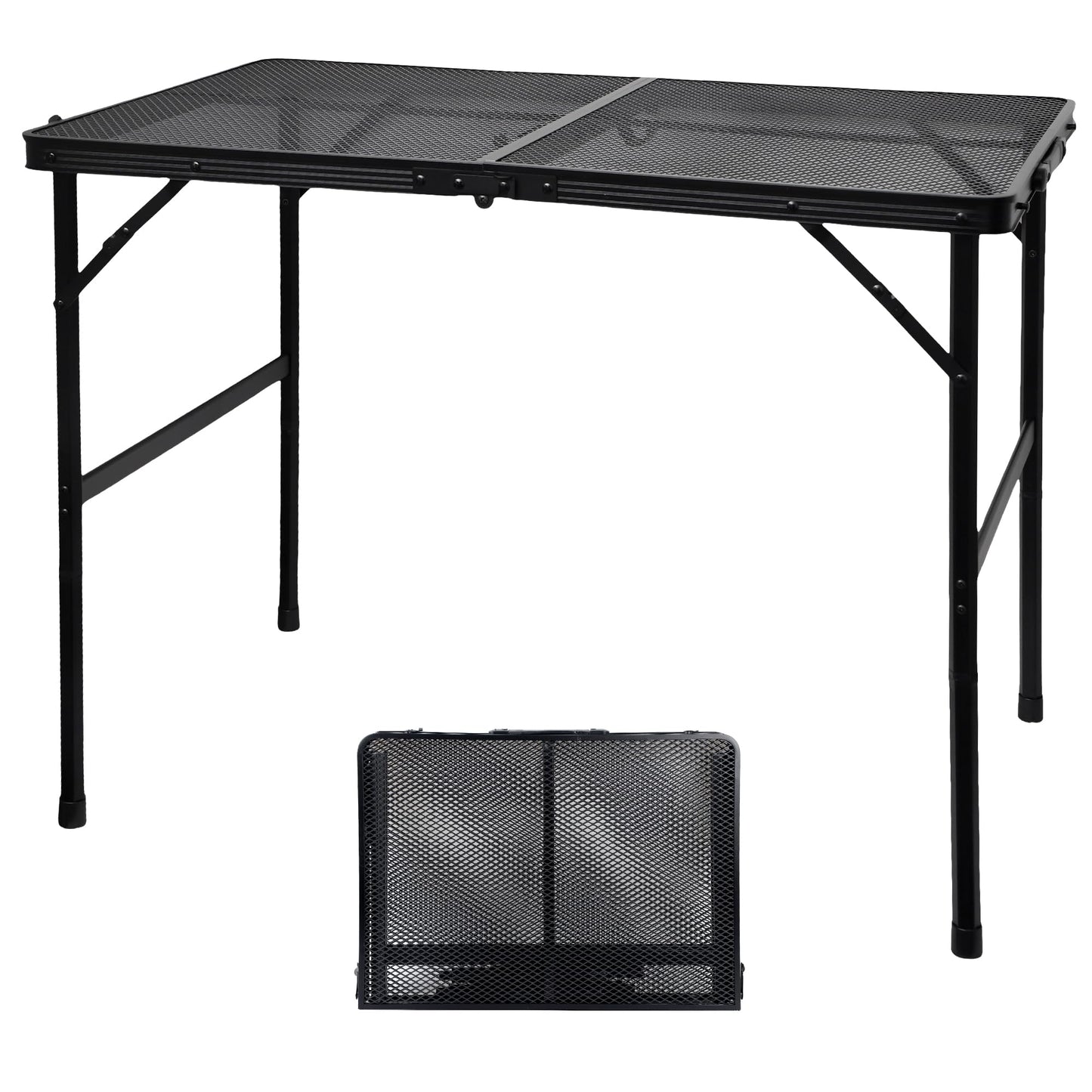 GREGIN Camping Table with Mesh Desktop, Lightweight & Portable Folding Grill Table N27