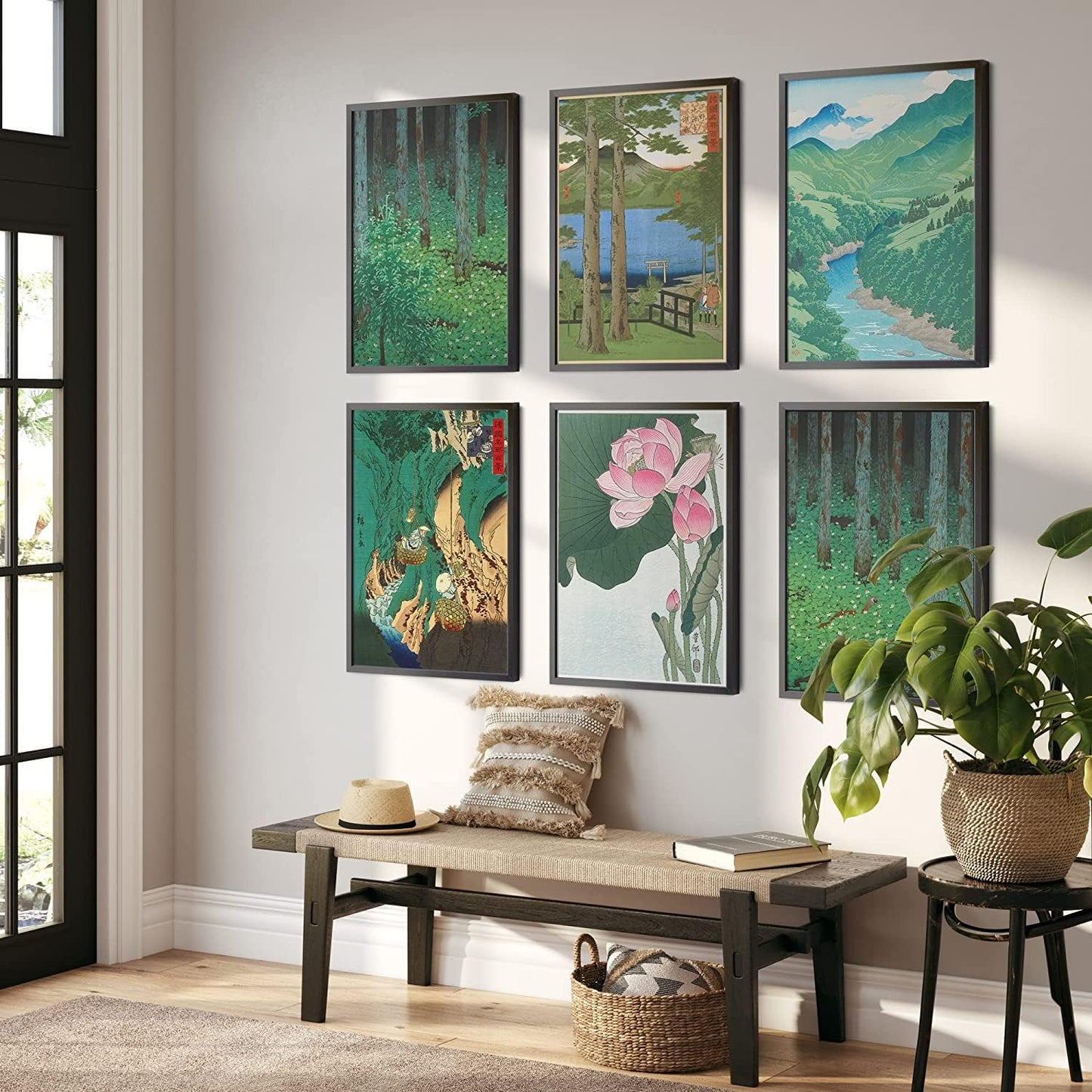 Wallbuddy Japanese Decor Woodblock Nature Poster Unframed Artwork for Walls Landscape Scenes in Home and Traditional Style Japanese Home Decor Set of 6 Japanese Wall Prints (8x10) BST220