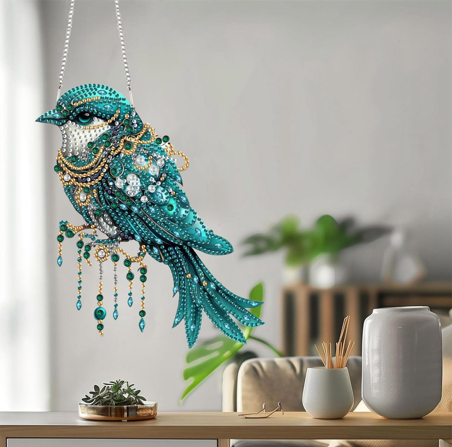 Bimkole Cat Diamond Art Hanging Kit for Adult, DIY 5D Animals Diamond Art Painting Window Pendant, Acrylic Crystal Art Hanging Ornament for Wall Home Garden Front Door Decor - 7.8x7.8 Inch BST220