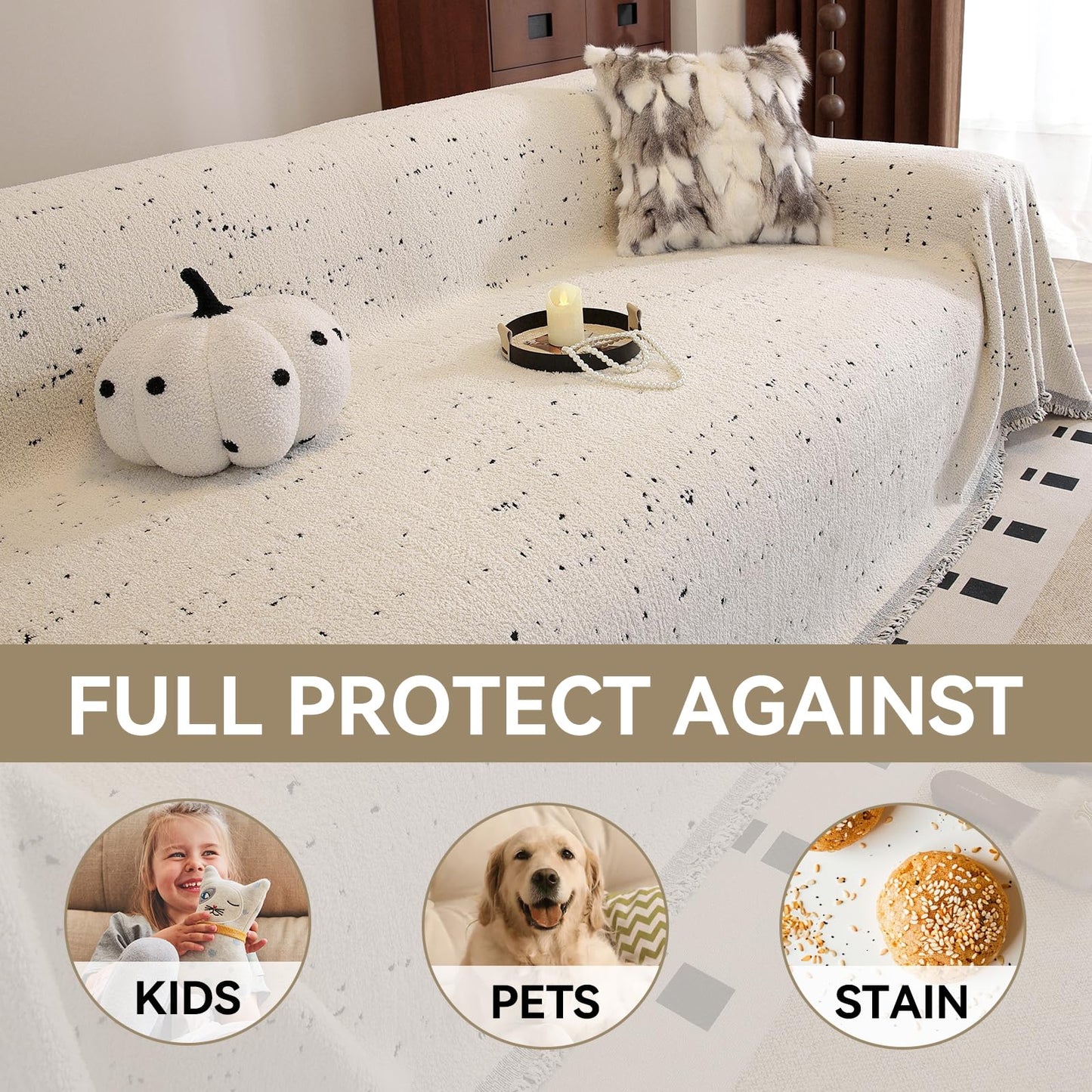 YDKGL Couch Covers Sofa Covers for Sectional Sofa 3 Cushion Sofa Pet Friendly, L Shaped Couch Cover Blanket Washable Non Slip Furniture Protector, Soft Sofa Slipcover for Kids Dogs, Dark Grey 91"x134" BST220