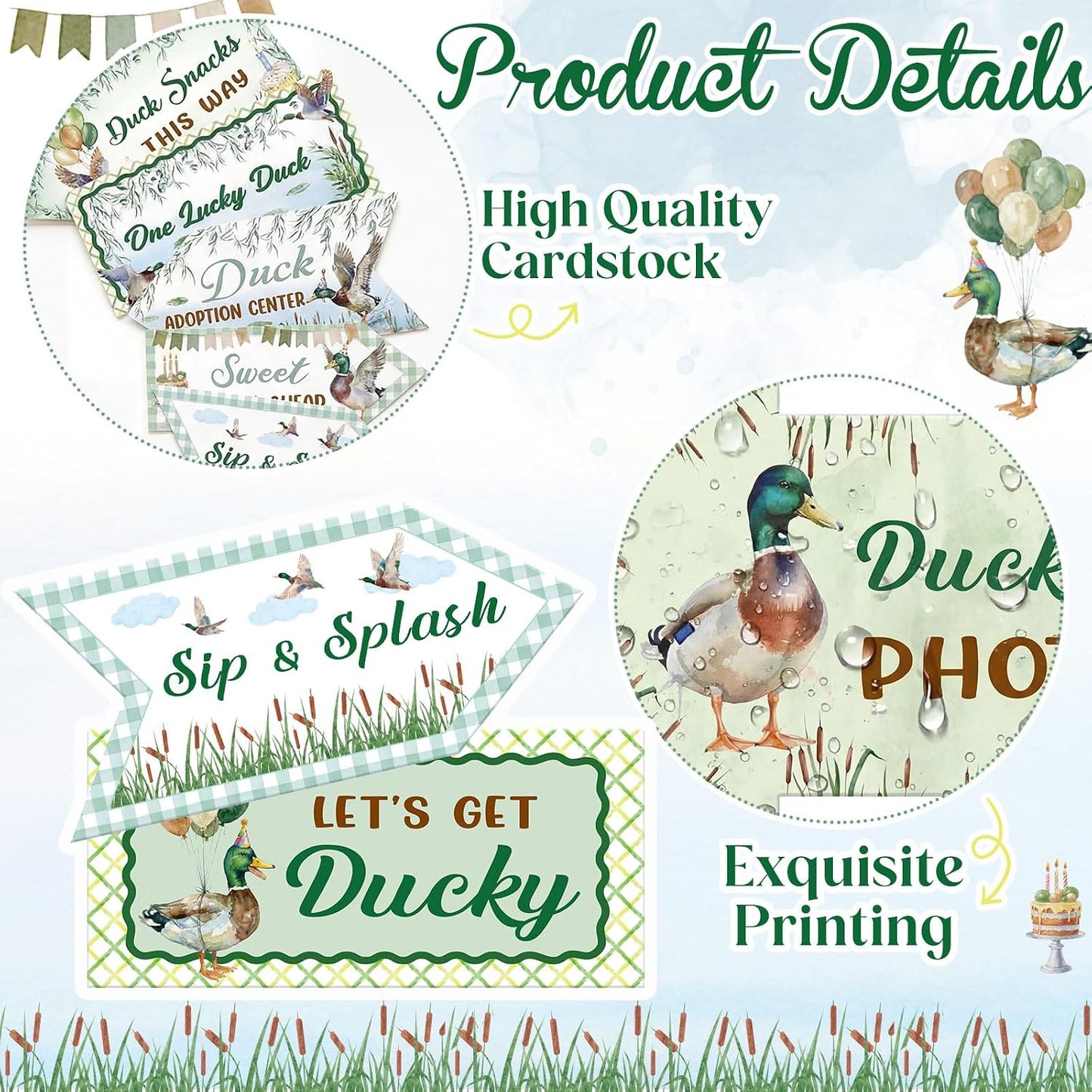 Skylety 20 Pieces Mallard Duck Party Decorations Duck Hunting Birthday Direction Signs Decor For Mallard Hunter Party Supplies Accessories BST202