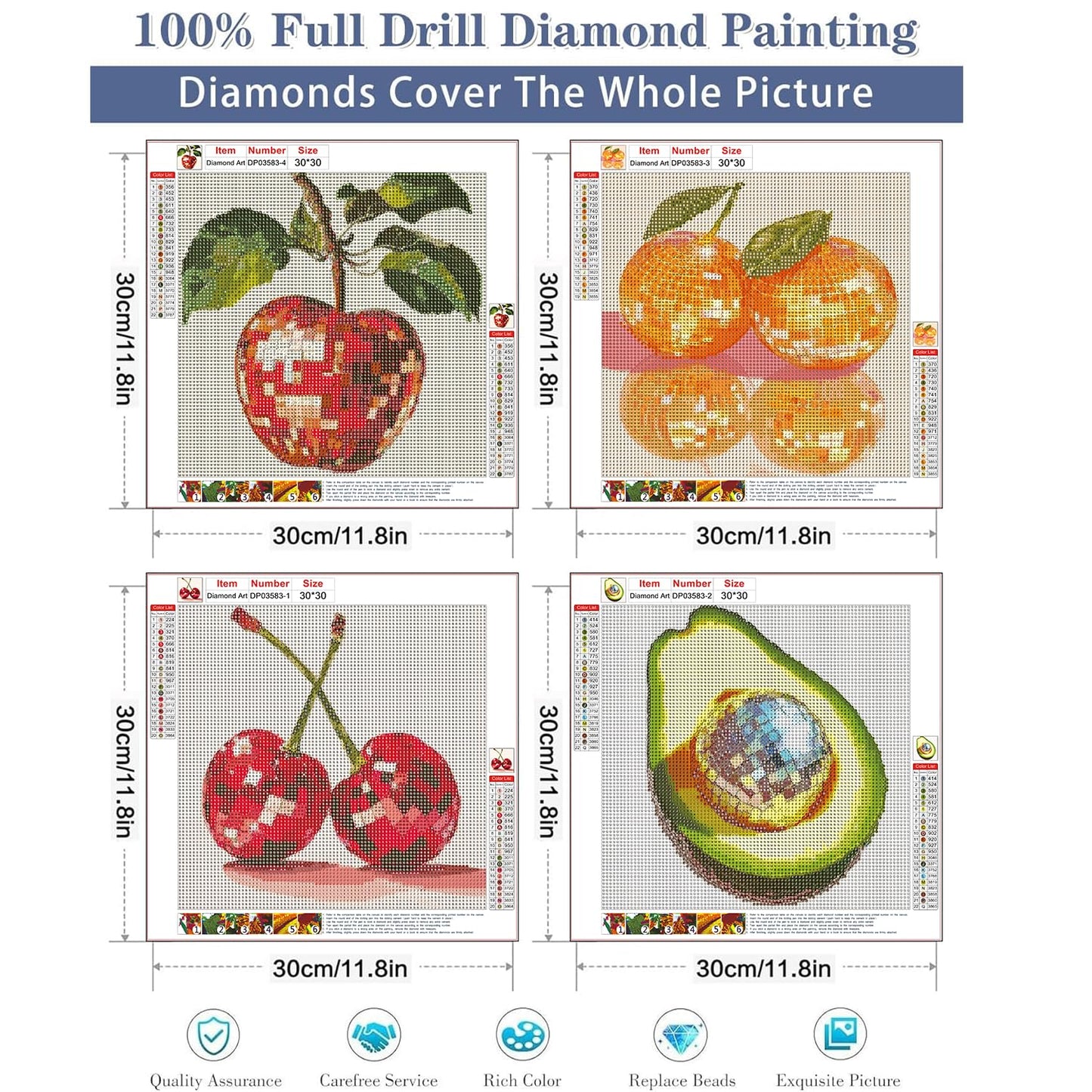 AIBOERL Cherry Diamond Art Kits for Adults,Cherry 5D Diamond Painting Kits for Adults Beginners,DIY Full Round Drill Diamond Dot Painting Gem Art Kits for Adult, Home Wall Decor 12x16Inch BST220