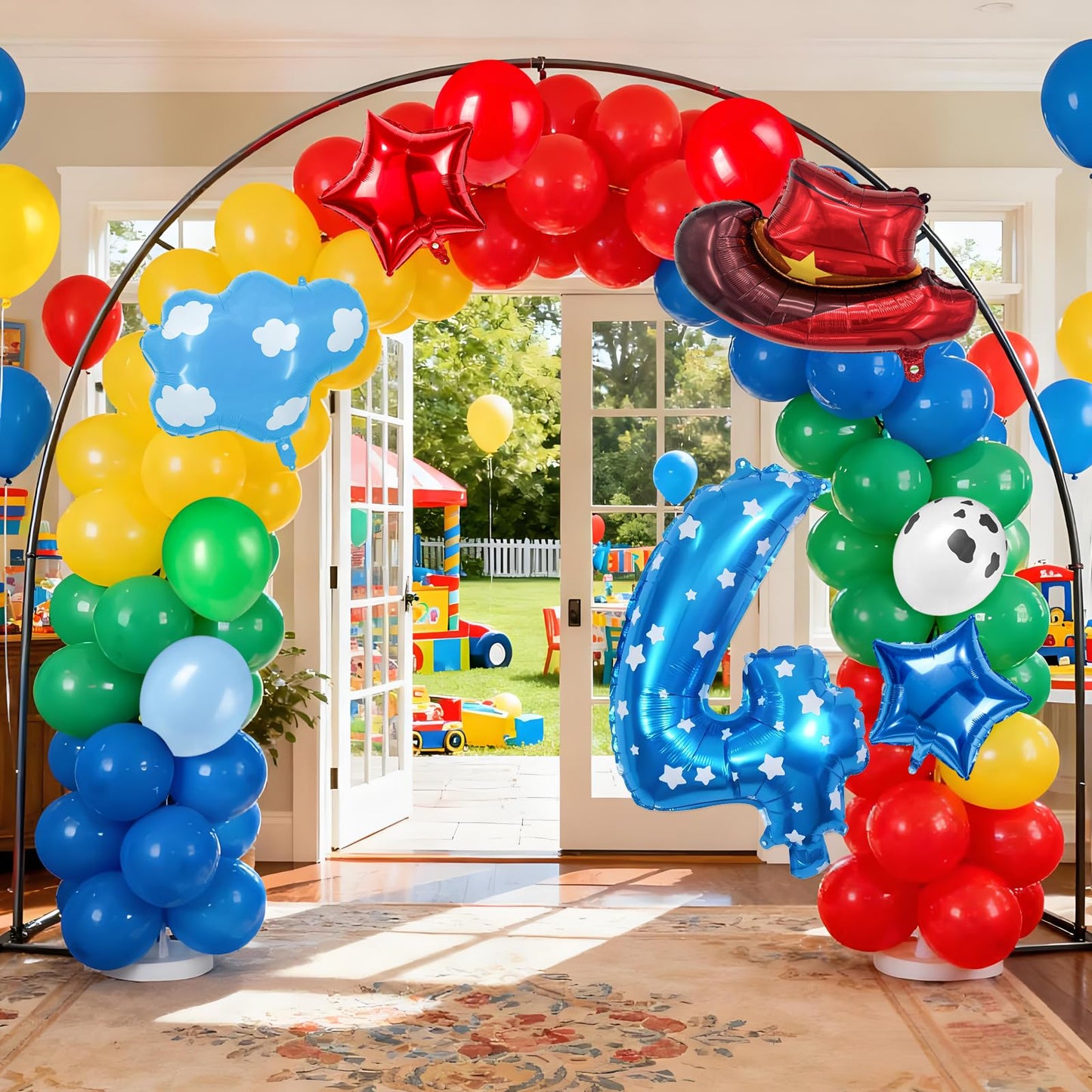 11-Pack Cowboy Theme Balloon Set, Farm Theme Decorations, Balloons with Hats and Clouds, Boys and Girls Birthday Party Supplies (1) BST202