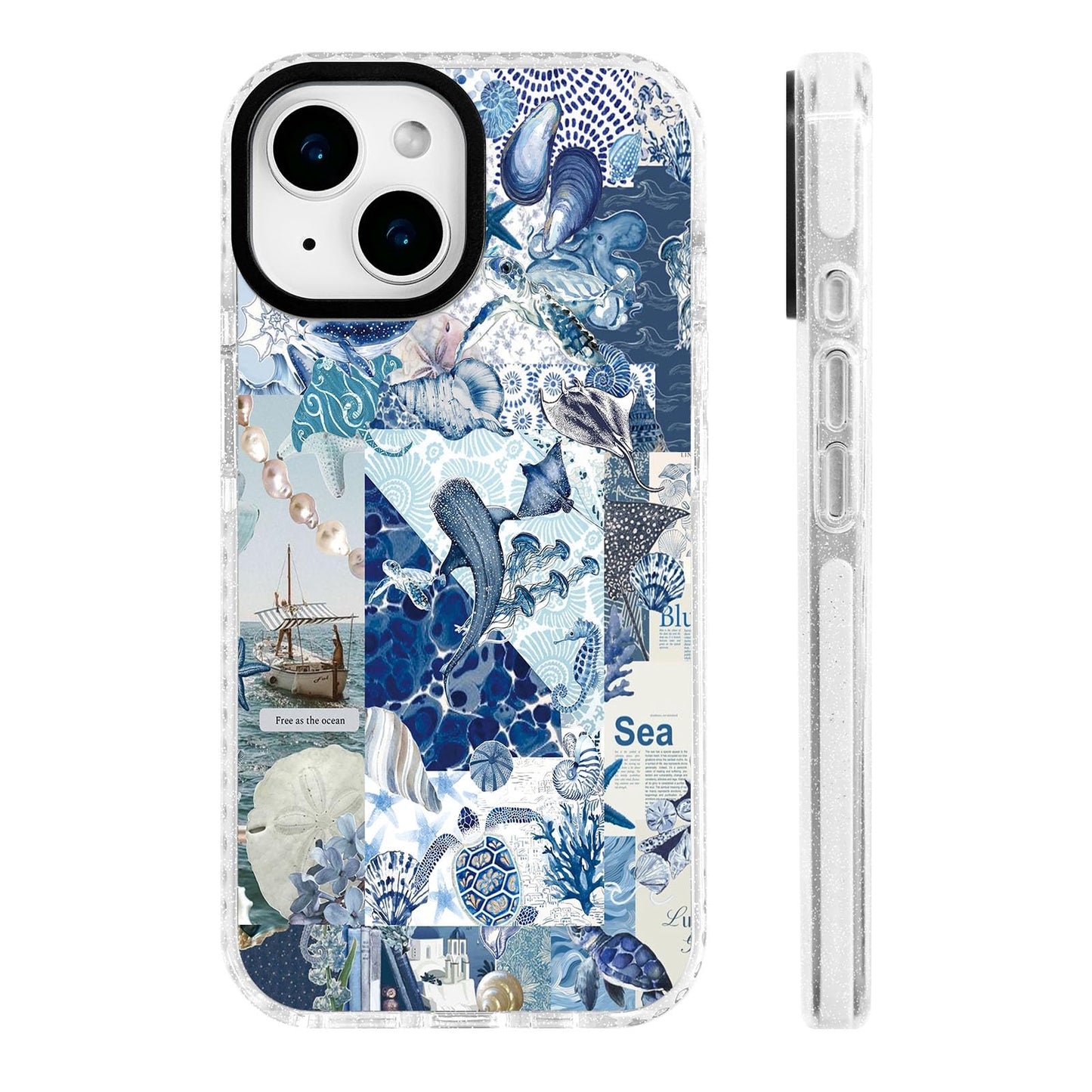for iPhone 16 Pro Case [Military-Grade Drop Protection/Stylish Soft TPU Protective/Camera Protection/for Women & Girls] - Beach Party Collage Pattern with Mermaid WN420