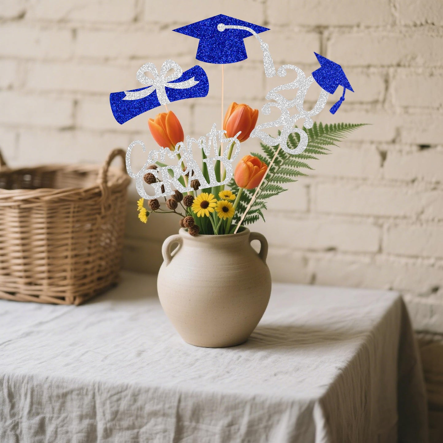 Graduation Centerpieces Class of 2026, 16 PCS Red Blue Double-Sided Table Toppers, Congrats Grad Party Decorations Supplies (Set of 4 Designs) WN420