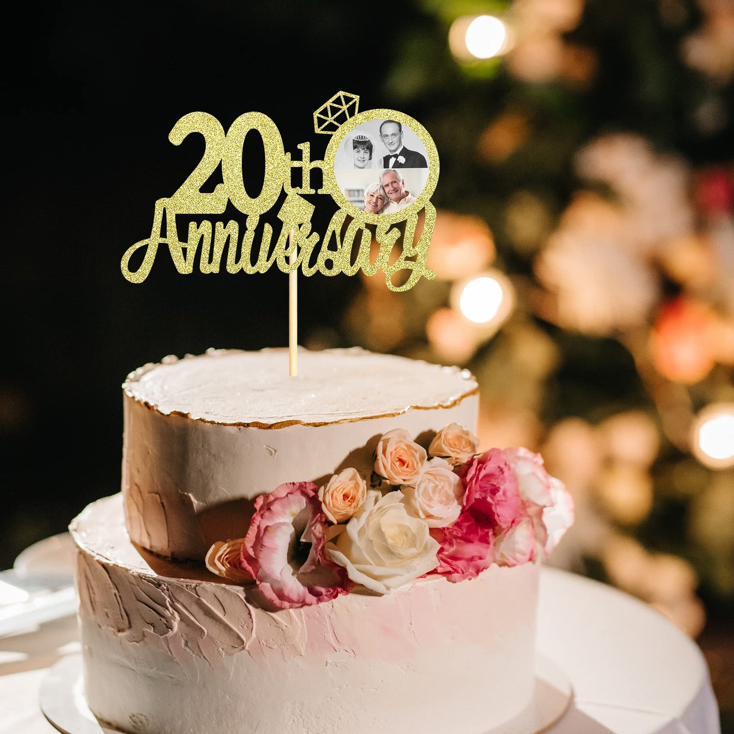 Sumerk 13 PCS Gold Glitter 55th Anniversary Cake Topper Happy 55th Anniversary Wedding Anniversary Cake Decorations BST220