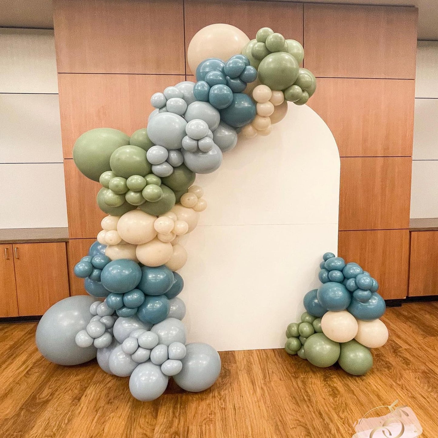 Dusty Green Blue Balloon Arch Kit, Fog Green Dusty Water Blue Beige Ivory Latex Balloons Garland Kit for Women Men Neutral Birthday Wedding Baby Bridal Shower Jungle Safari Party Decorations WN420