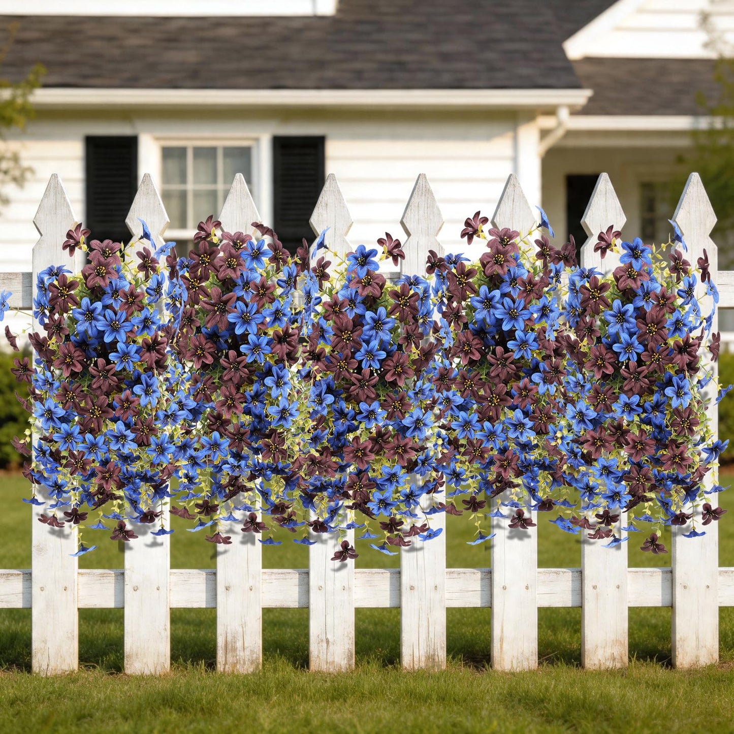 Artificial Flowers for Outdoor Faux Flowers for Plant Pot Spring Decoration | 2 Pcs Faux Hanging Plants UV Resistant Look Real Outside Home Garden Porch Patio Entrance Courtyard Decor BST326H