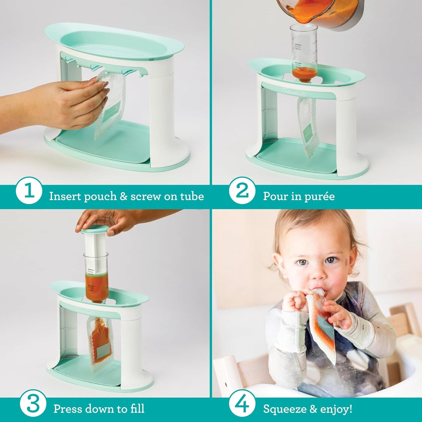Infantino Squeeze Station for Homemade Baby Food, Pouch Filling Station for Puree Food RD12