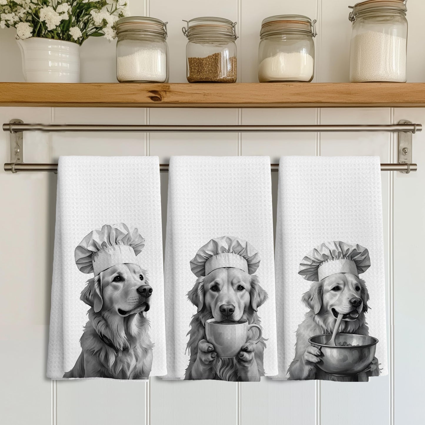 Funny Black Labrador Retriever Kitchen Towels, Black Lab Gifts Dish Tea Towels for Kitchen Decor, Gifts for Labrador Dog Lovers Hand Towels, 16x24 Inches BST202