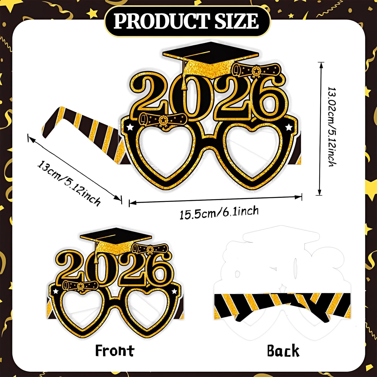 2026 Graduation Party Decorations Glasses, 12 Pcs Class of 2026 Grad Party Eyeglasses Photo Props, Graduation Photo Booth Props for Women Men College Graduation Favors Supplies (Blue) BST326L