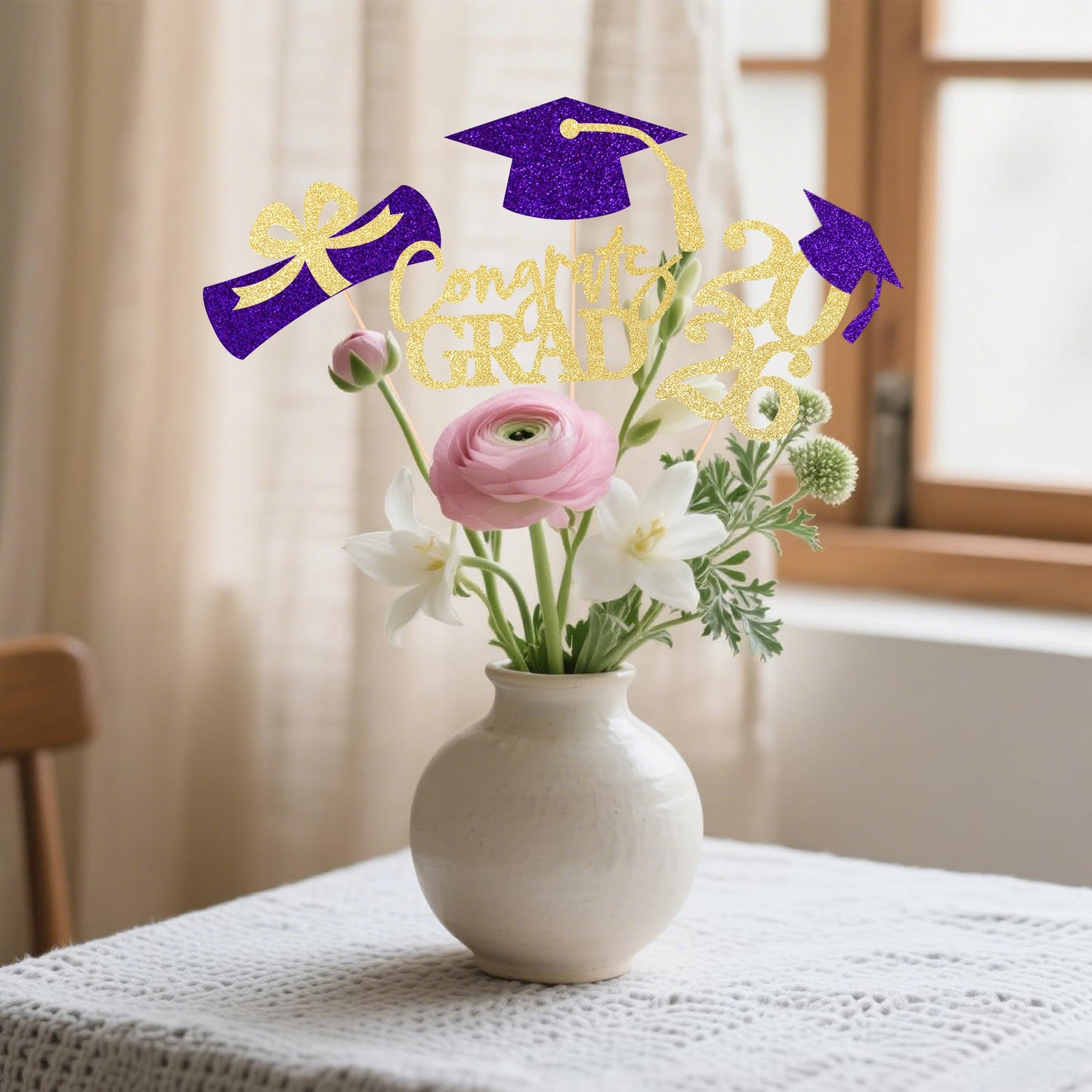 Graduation Centerpieces Class of 2026, 16 PCS Red Blue Double-Sided Table Toppers, Congrats Grad Party Decorations Supplies (Set of 4 Designs) WN420