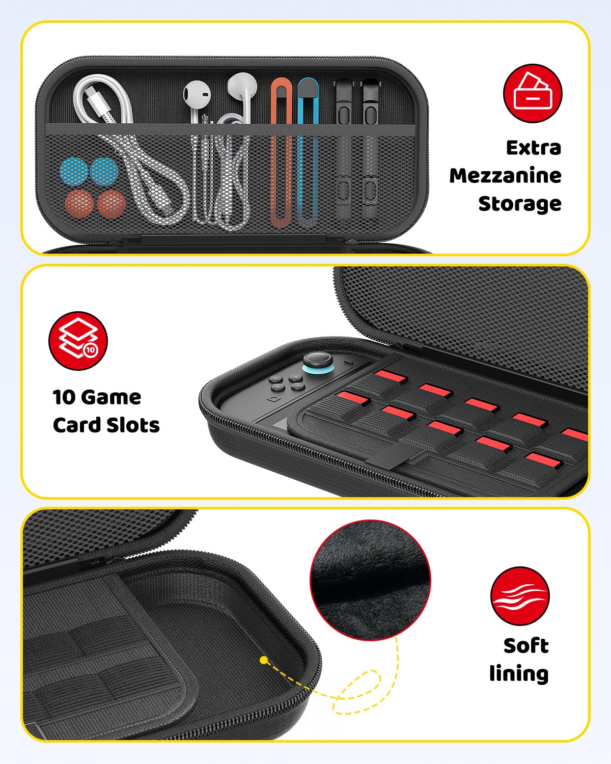 Klipdasse Switch 2 Carry Case for Nintendo Switch 2/1/OLED, Hard Shell with Soft Lining, 10 Game Card Slots, Silicone Handle, for Switch 2 Slim Case 2025 (Blue) WN420