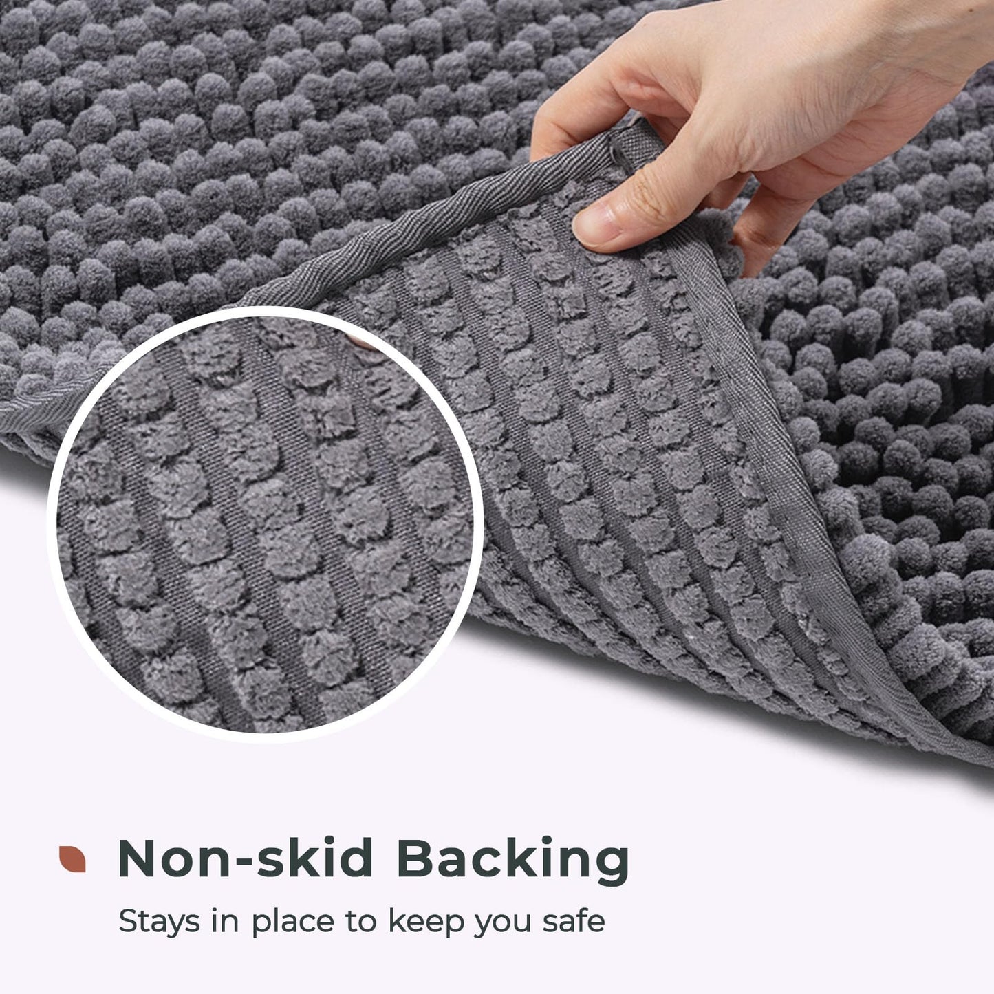 FRESHMINT Chenille Bathroom Rugs Mat 24"x17", Non-Slip Bath Mat for Bathroom Floor & Bathtub, Washable Soft Shower Shag Bath Rugs, Fluffy Thick Water Absorbent Microfiber Shower Mat, Sage Green BST220