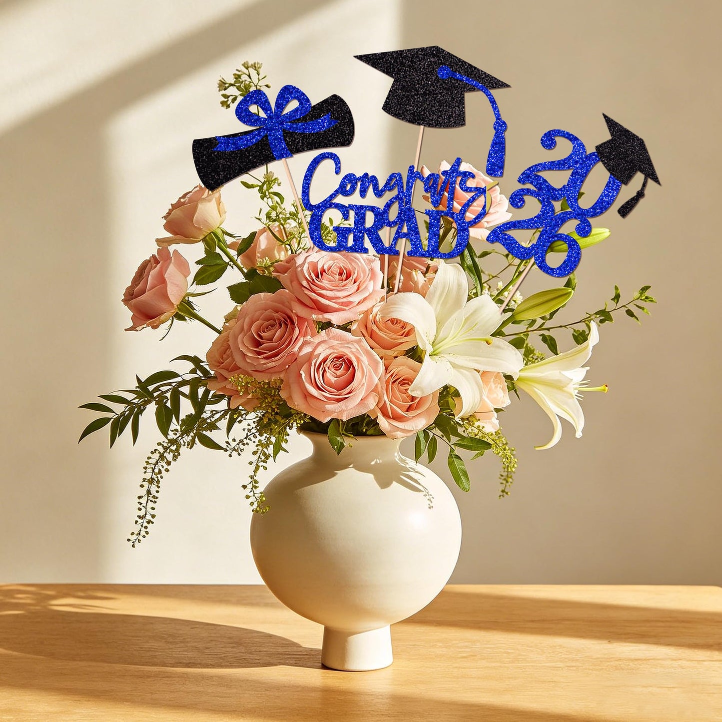 Graduation Centerpieces Class of 2026, 16 PCS Red Blue Double-Sided Table Toppers, Congrats Grad Party Decorations Supplies (Set of 4 Designs) WN420