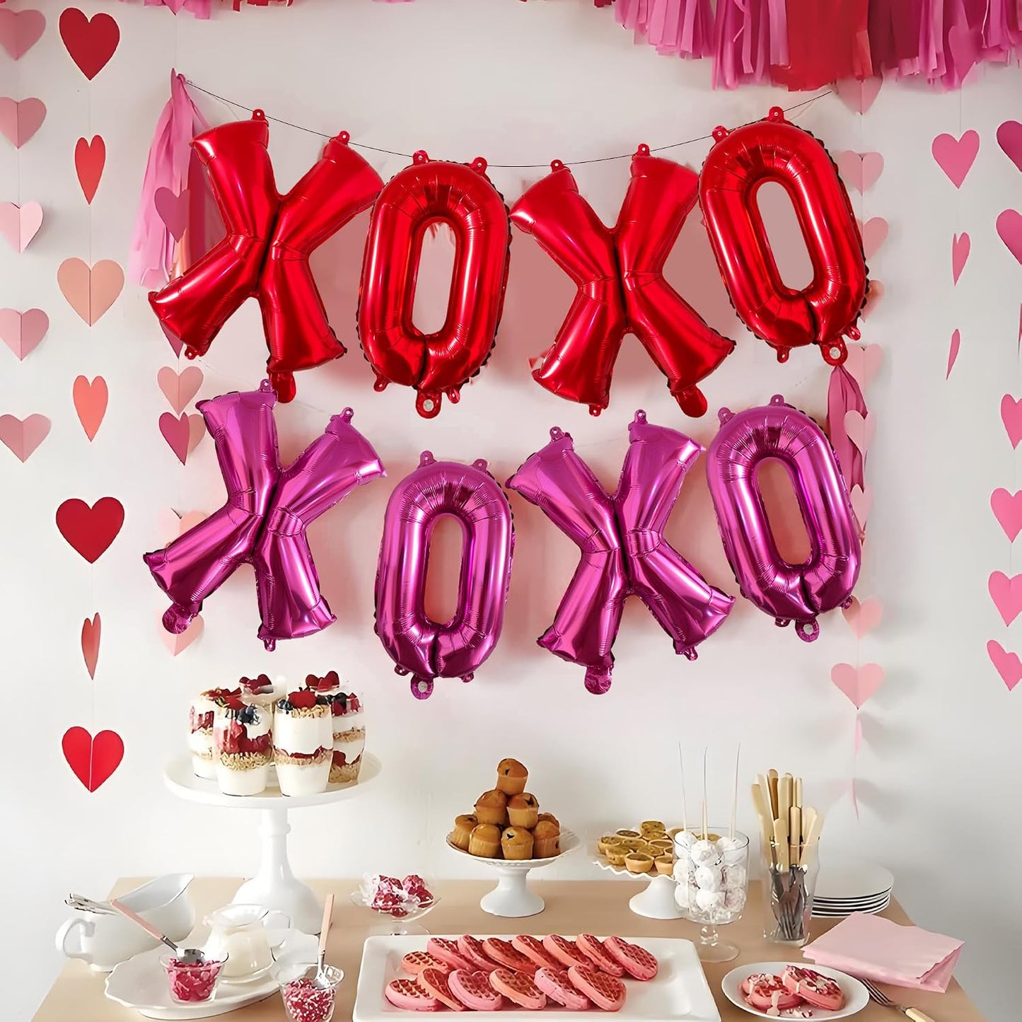 16 Inch Red & Pink XOXO Balloons – 8Pcs Valentine’s Day Mylar Letter Balloons Banner for Valentine’s Day, Wedding, Engagement, Galentine’s Day, Bridal Shower, Anniversary & Romantic Party Decorations BST326L