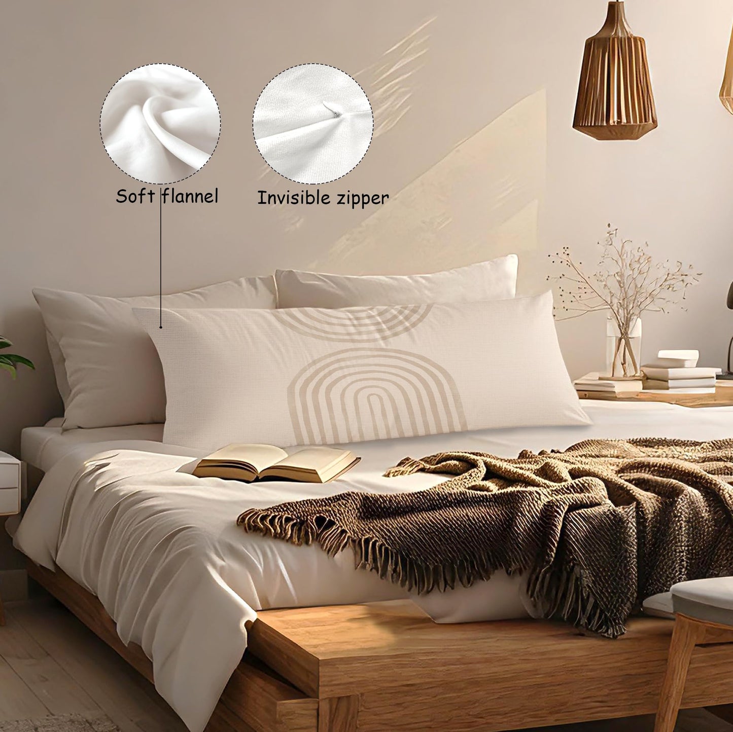 Boho Sun Sunshine 21x54 Body Pillow Cover Case, Modern Neutral Boho Horizontal Sun Sunset Sunrise Decorative Long Hug Pillow Cases for Bed Couch BST220