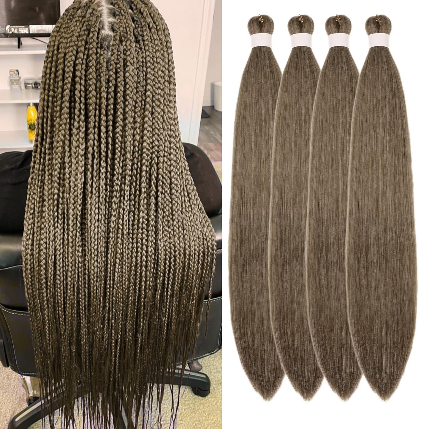 Purple Braiding Hair Pre stretched Knotless 26 inch | Hypoallergenic Synthetic Purple Prestretched Ez Braid Knotless Itch Free Soft Yaki Texture Hot Water Setting WN420