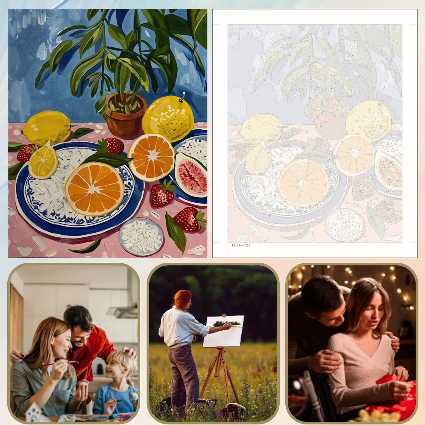 5DDIYART Paint by Numbers for Adults Beginner,Citrus Lemon Fruit Paint by Number Kits on Canvas Without Framed,Paint by Easy Acrylic Painting Home Wall Decor 16x20inch BST220