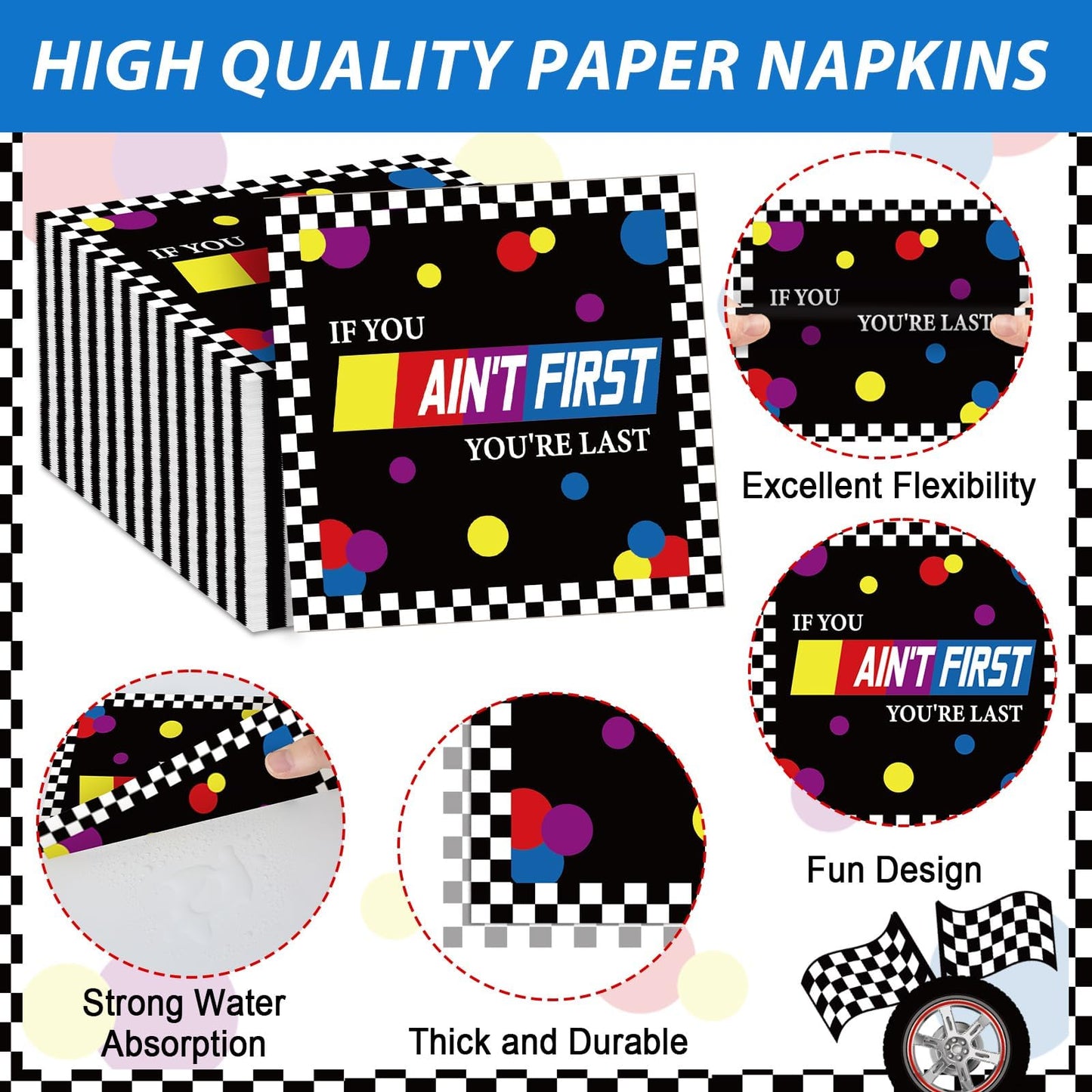 96 Pcs Race Car 1st Birthday Party Plates and Napkins Racing Cars First Birthday Decor Race Car One Year Old Dessert Cake Plates Racing Cars Theme Tableware Set for Kids Boy Party Decor 24 Guests BST202