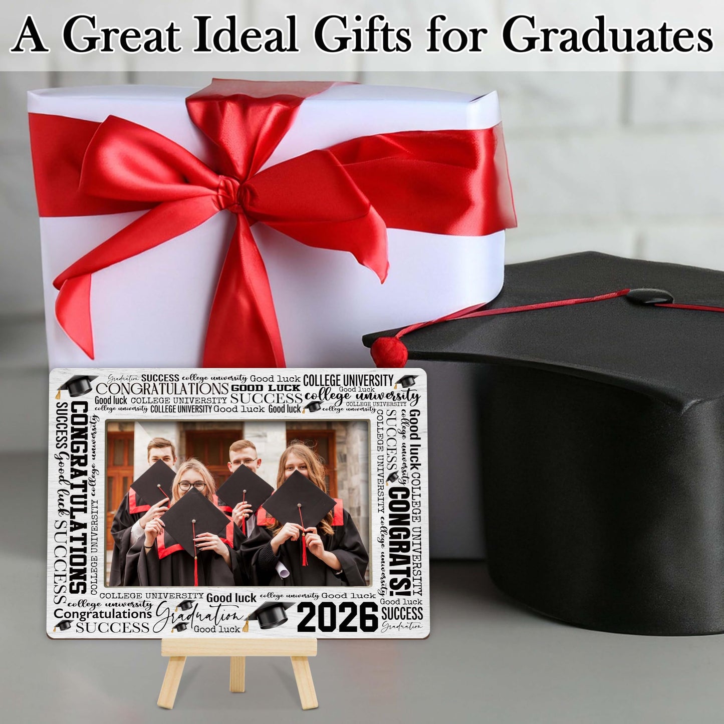 Graduation Picture Frame, 2026 Graduation Frames with Easel, 4x6 Photo Insert for Party Tabletop Display, Congrats Grad Gifts for Her Him High School College - B04 BST220