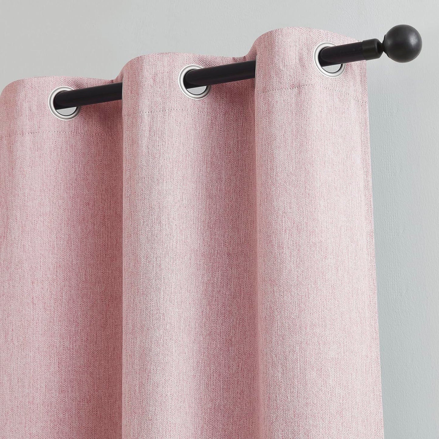 Grey Full Blackout Linen Curtains 84-inch-Long Thermal Insulated Noise Reducing Bedroom Drapes Rustic Farmhouse Triple Weave Window Treatment Set for Theatre, Nursery, 40"x84"x2, Grey BST202