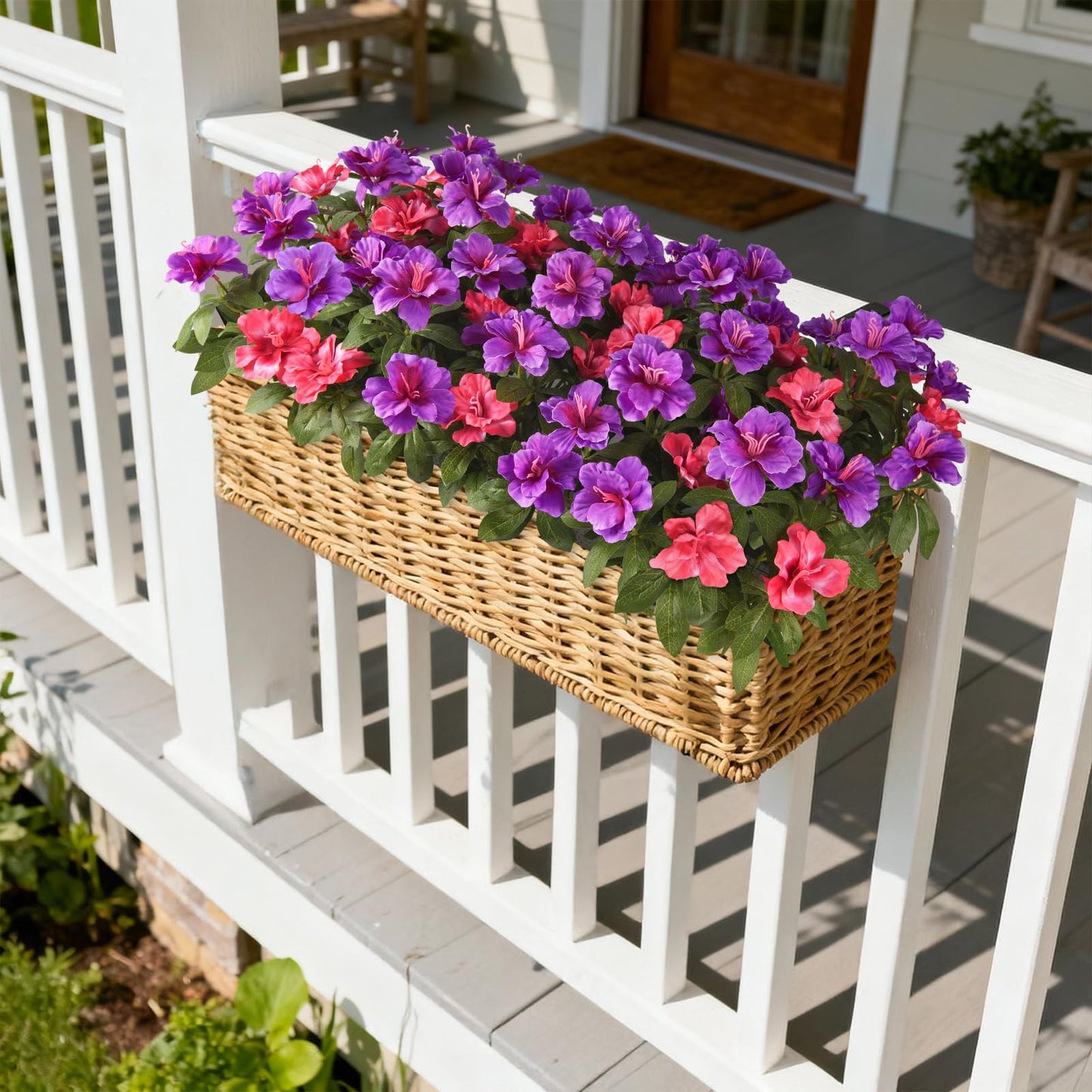 Hommyea Artificial Fake Flowers for Outdoor, 8 Bundles Faux Plants Silk Flowers Spring Decoration UV Resistant No Fade Plastic Flowers for Outside Planters Home Porch Patio Yard Garden Decor WN420